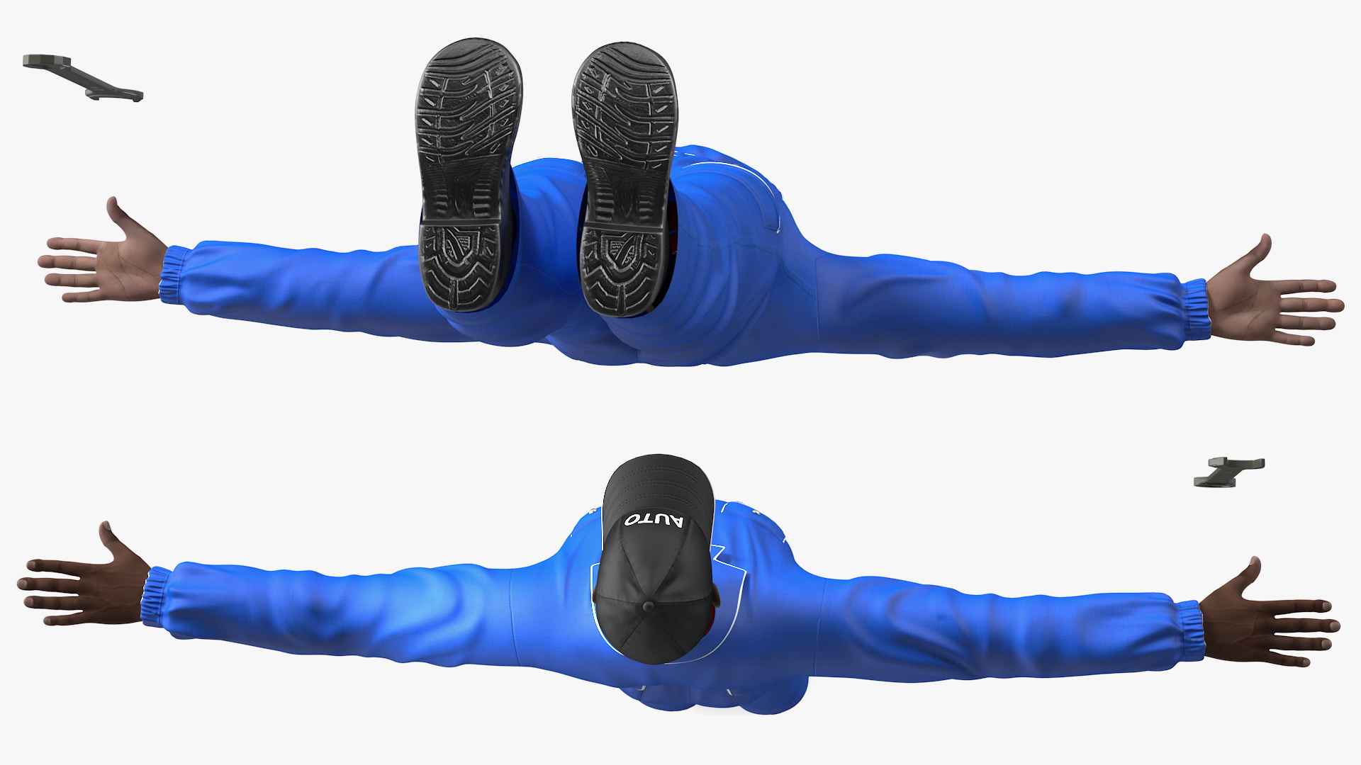 3D Dark Skin Black Auto Mechanic Rigged