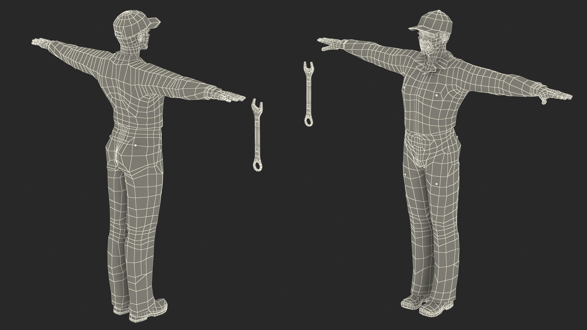 3D Dark Skin Black Auto Mechanic Rigged
