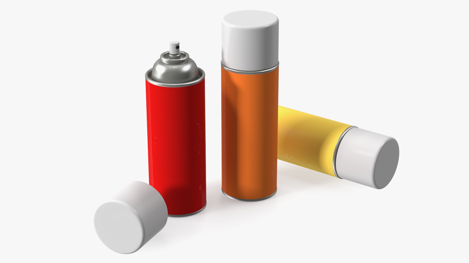 3D Recycling Aerosol Cans Warm Colors Set model