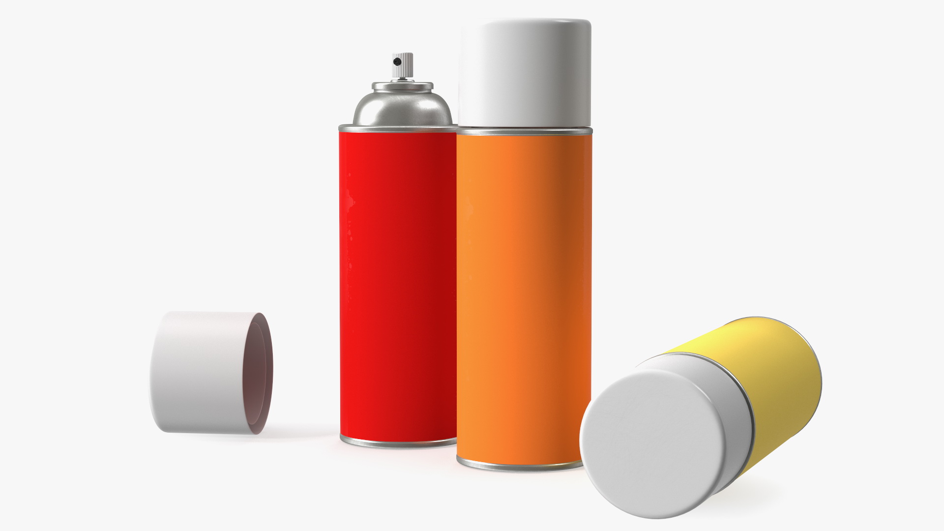 3D Recycling Aerosol Cans Warm Colors Set model