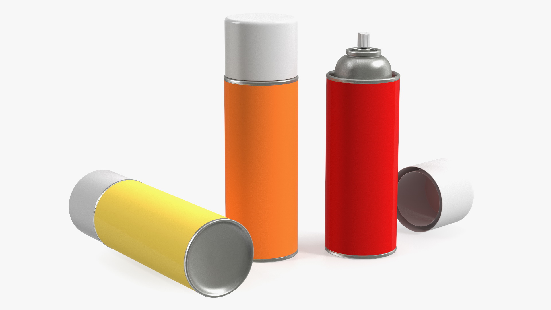 3D Recycling Aerosol Cans Warm Colors Set model