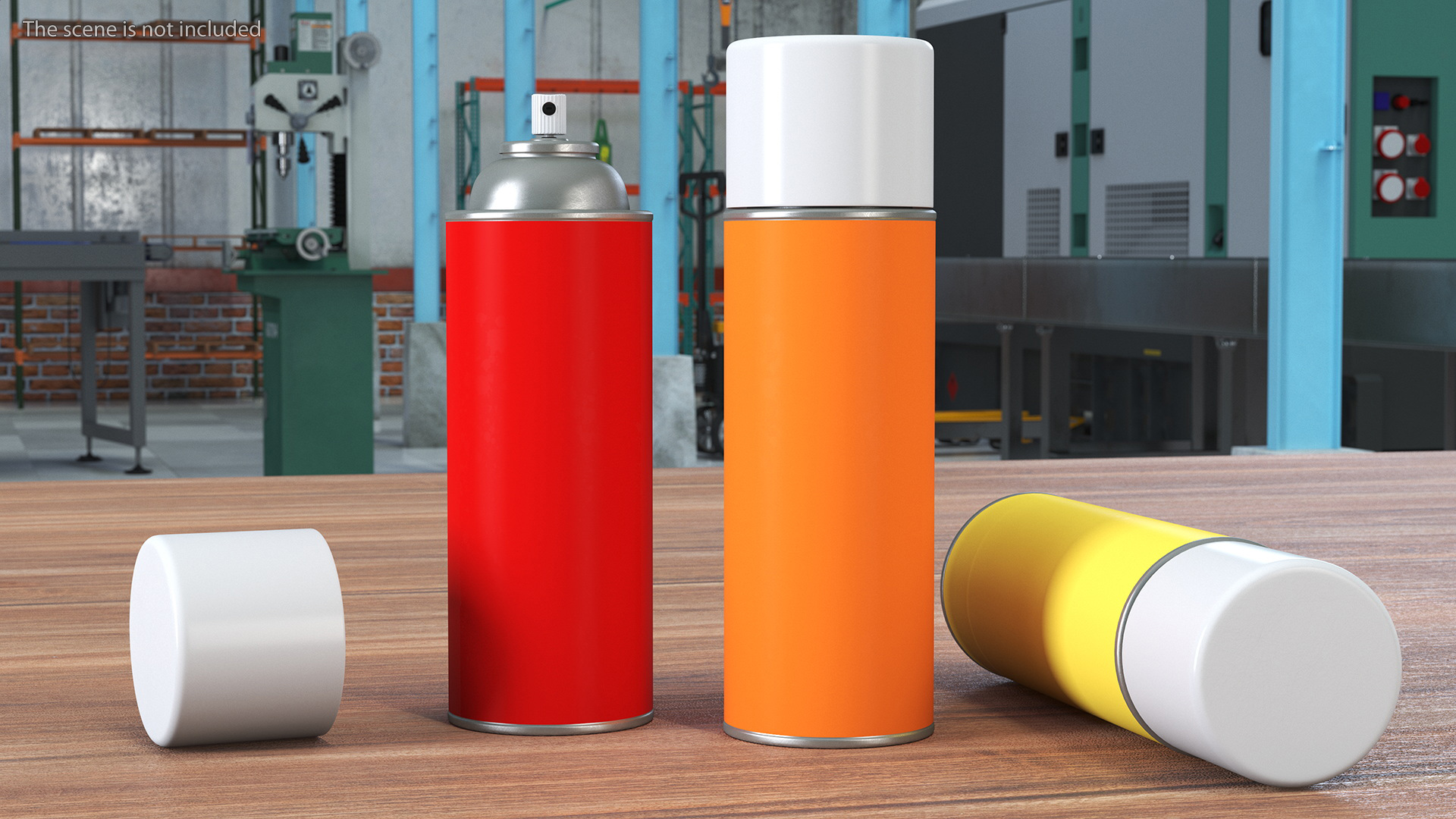 3D Recycling Aerosol Cans Warm Colors Set model