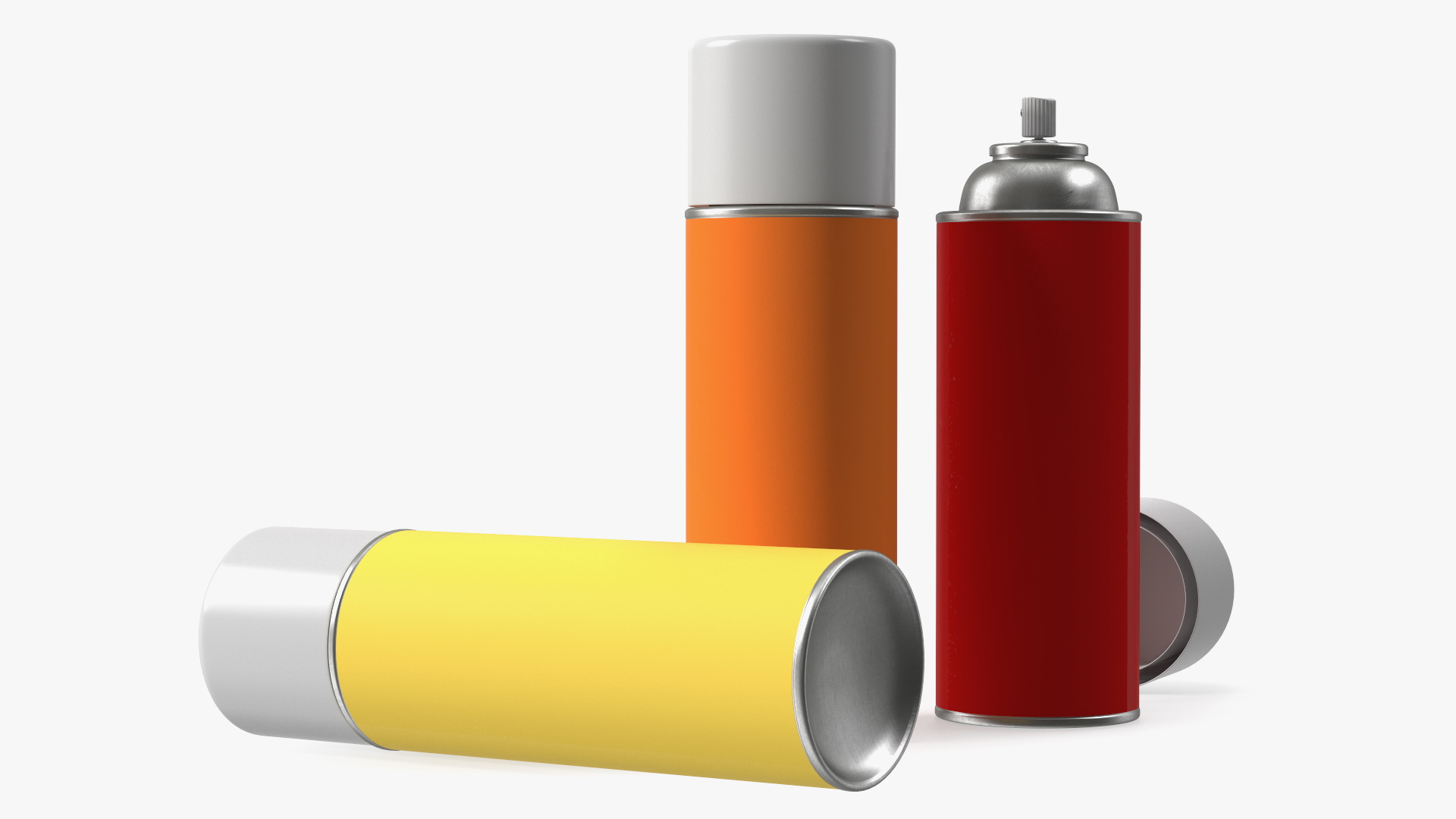3D Recycling Aerosol Cans Warm Colors Set model