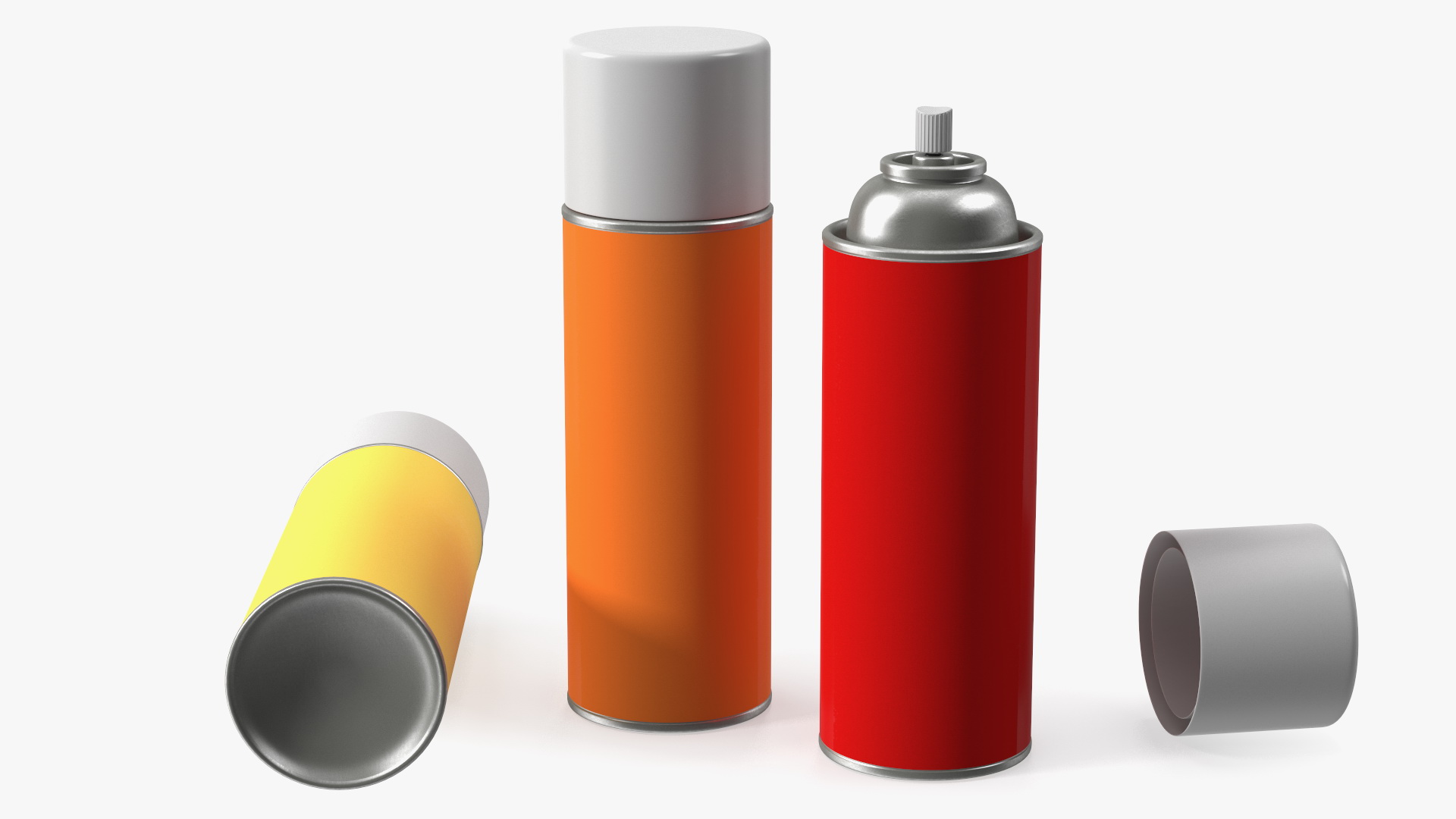 3D Recycling Aerosol Cans Warm Colors Set model