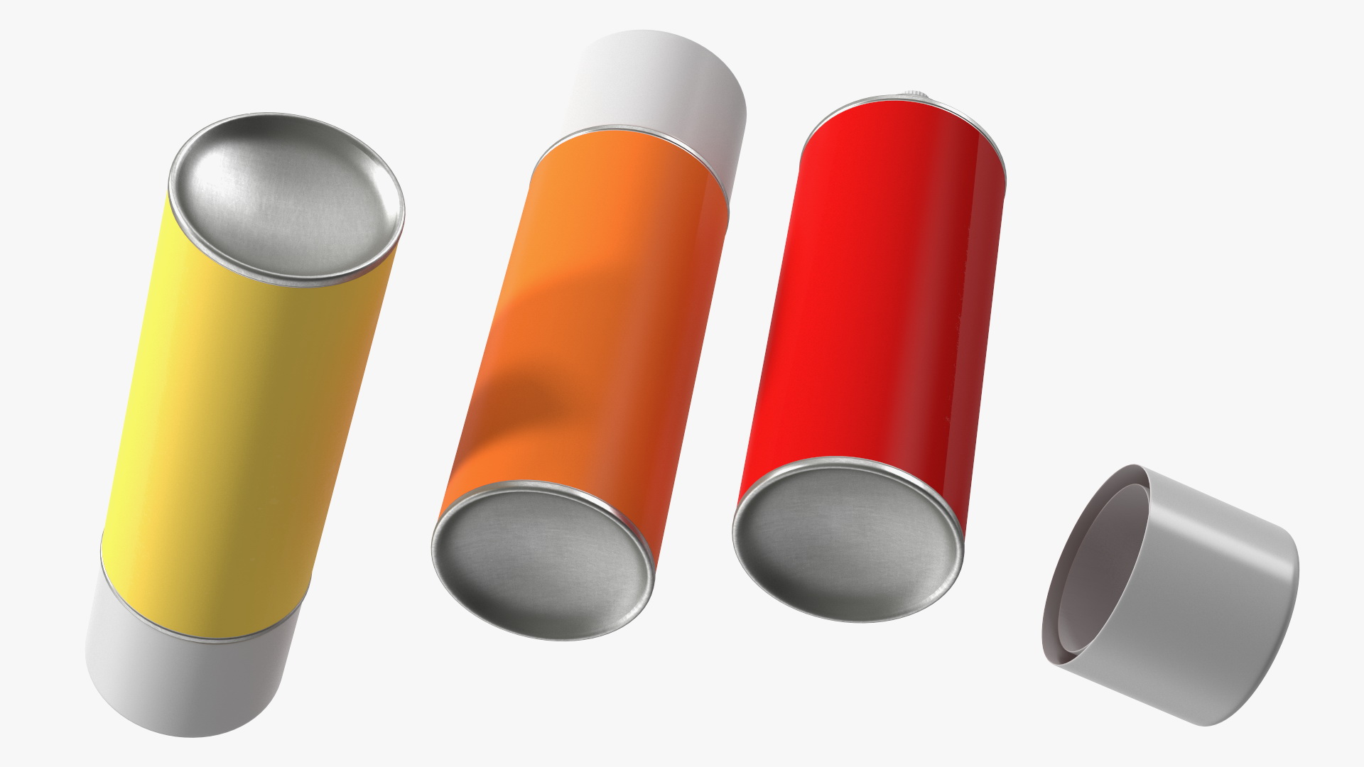 3D Recycling Aerosol Cans Warm Colors Set model
