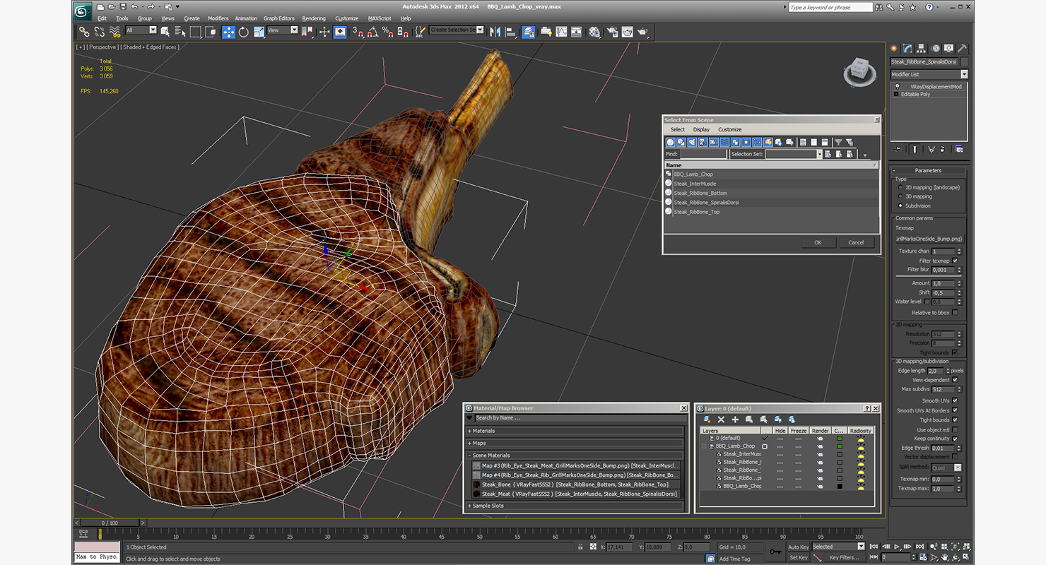 3D BBQ Lamb Chop model