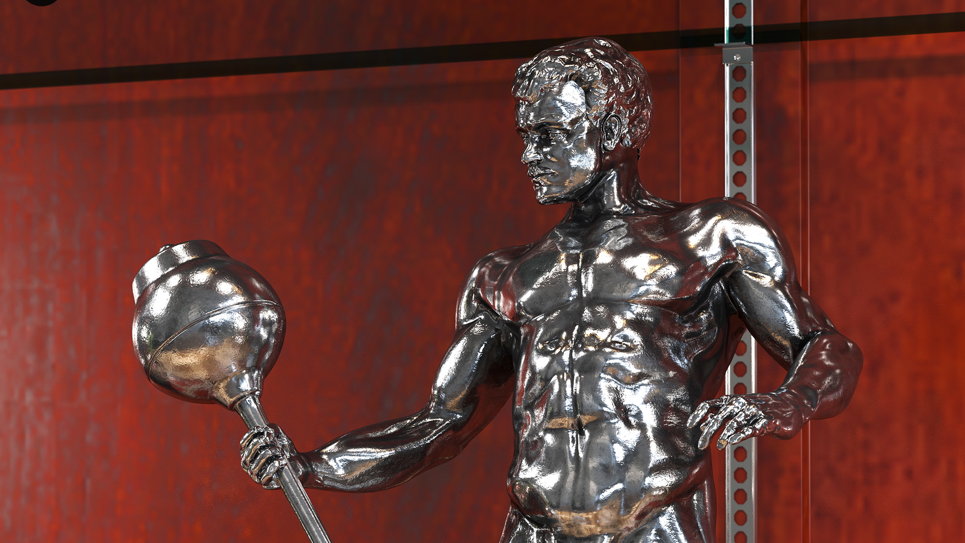 3D model Showcase with Trophies Brown Illuminated