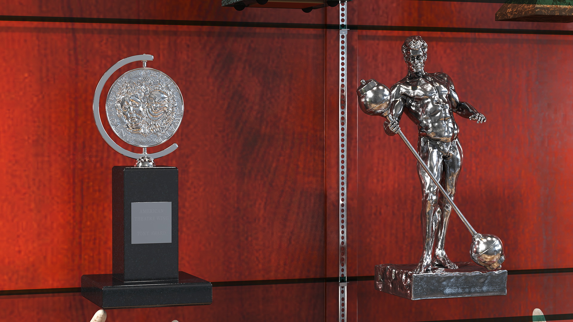 3D model Showcase with Trophies Brown Illuminated