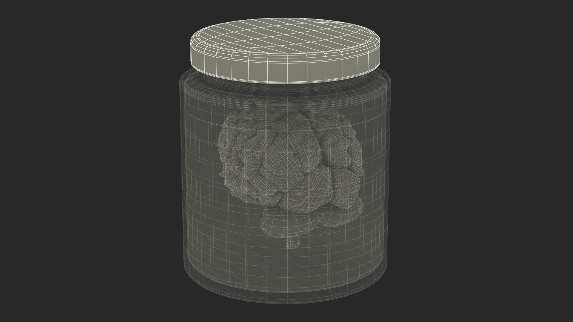 3D Human Brain in Old Glass Jar model