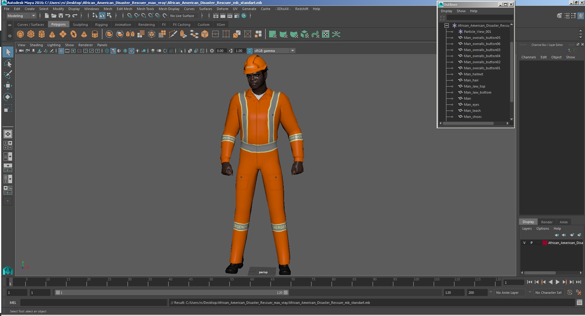 3D African American Disaster Rescuer model
