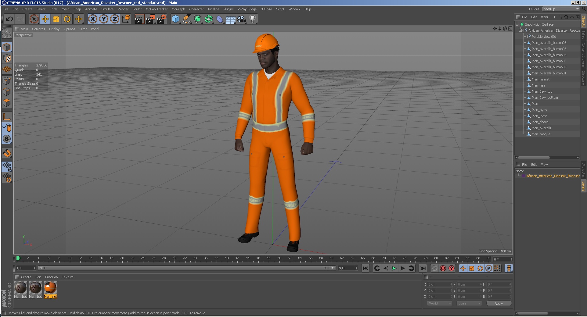 3D African American Disaster Rescuer model