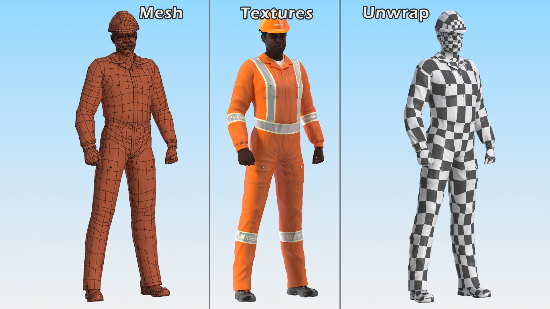 3D African American Disaster Rescuer model