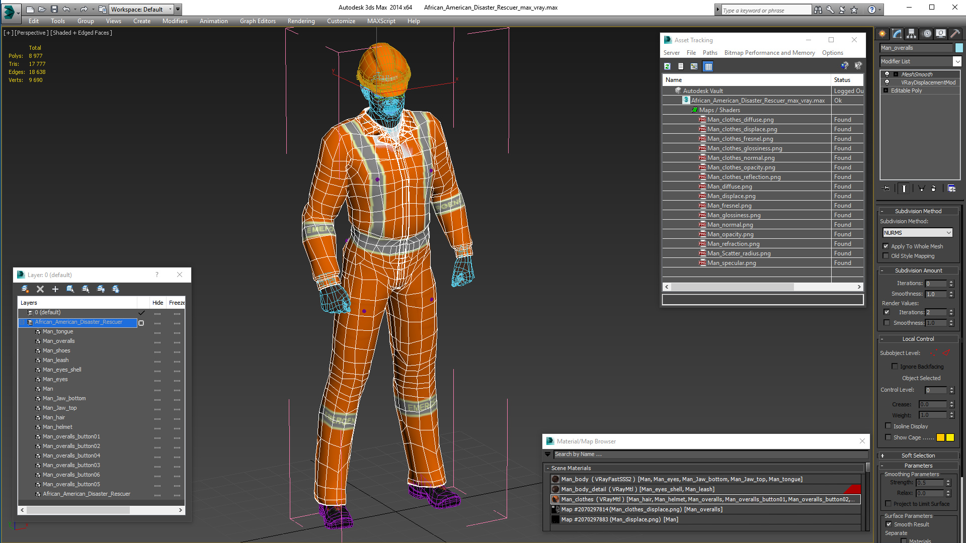 3D African American Disaster Rescuer model