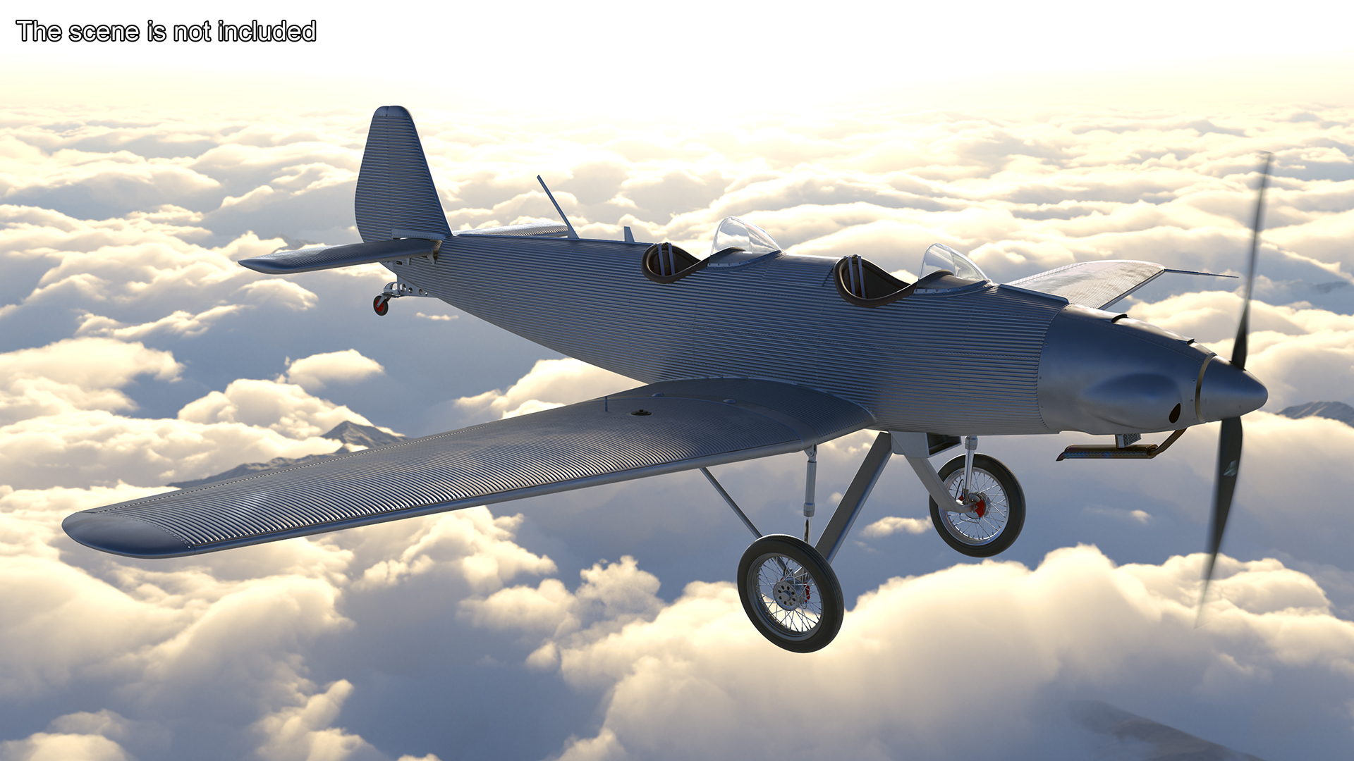 3D Retro Sport Plane Rigged for Cinema 4D model