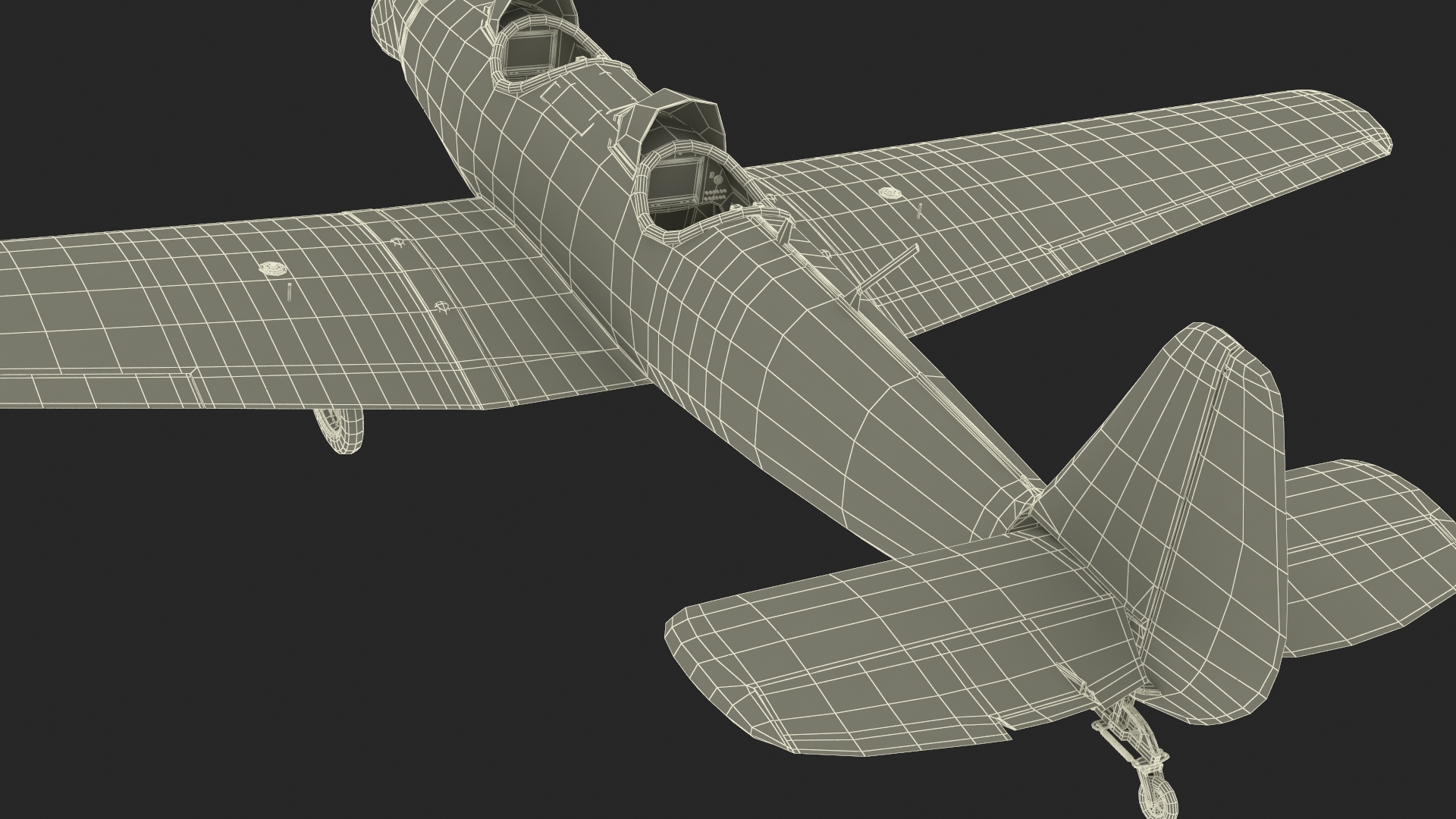 3D Retro Sport Plane Rigged for Cinema 4D model