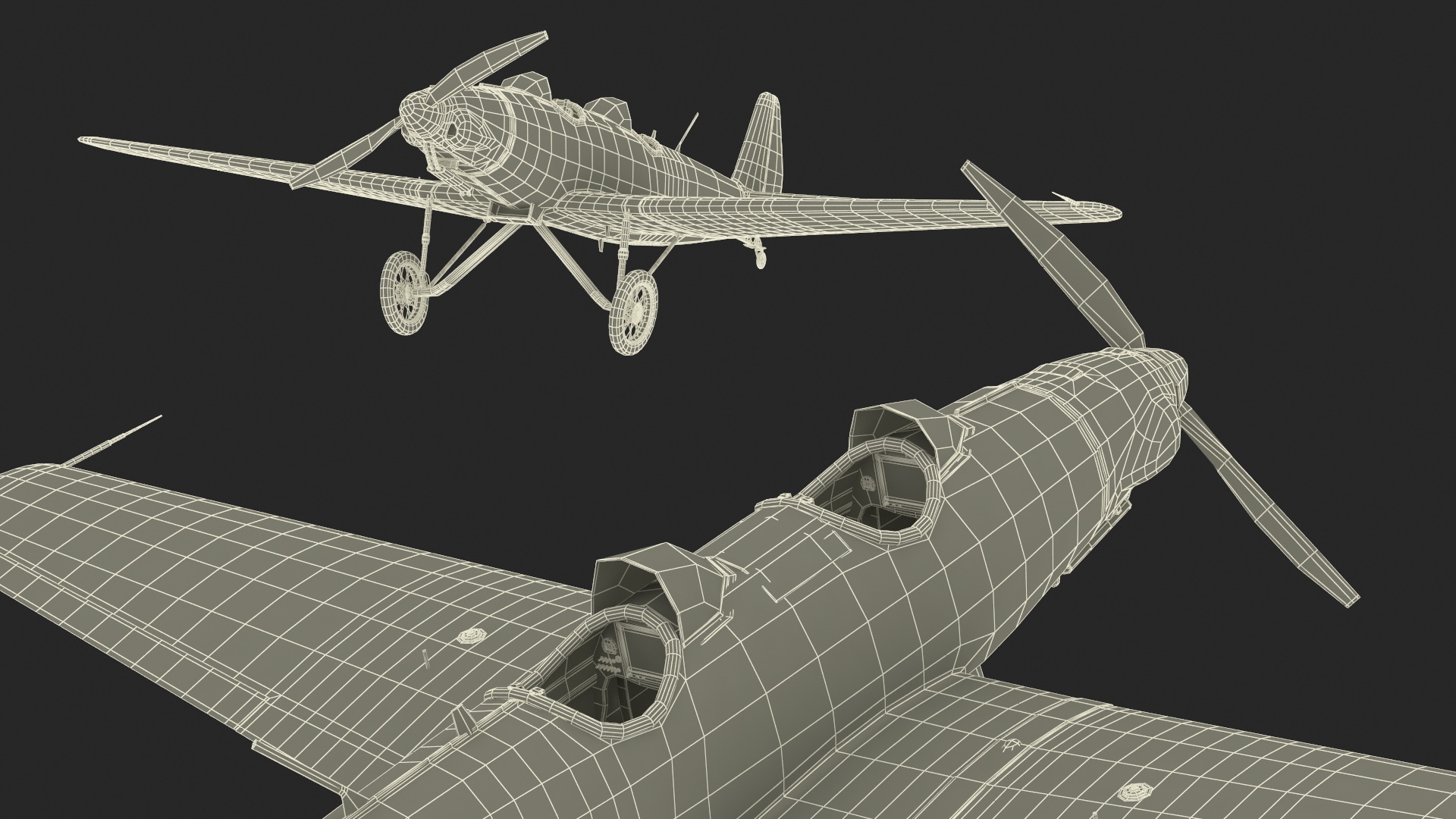 3D Retro Sport Plane Rigged for Cinema 4D model
