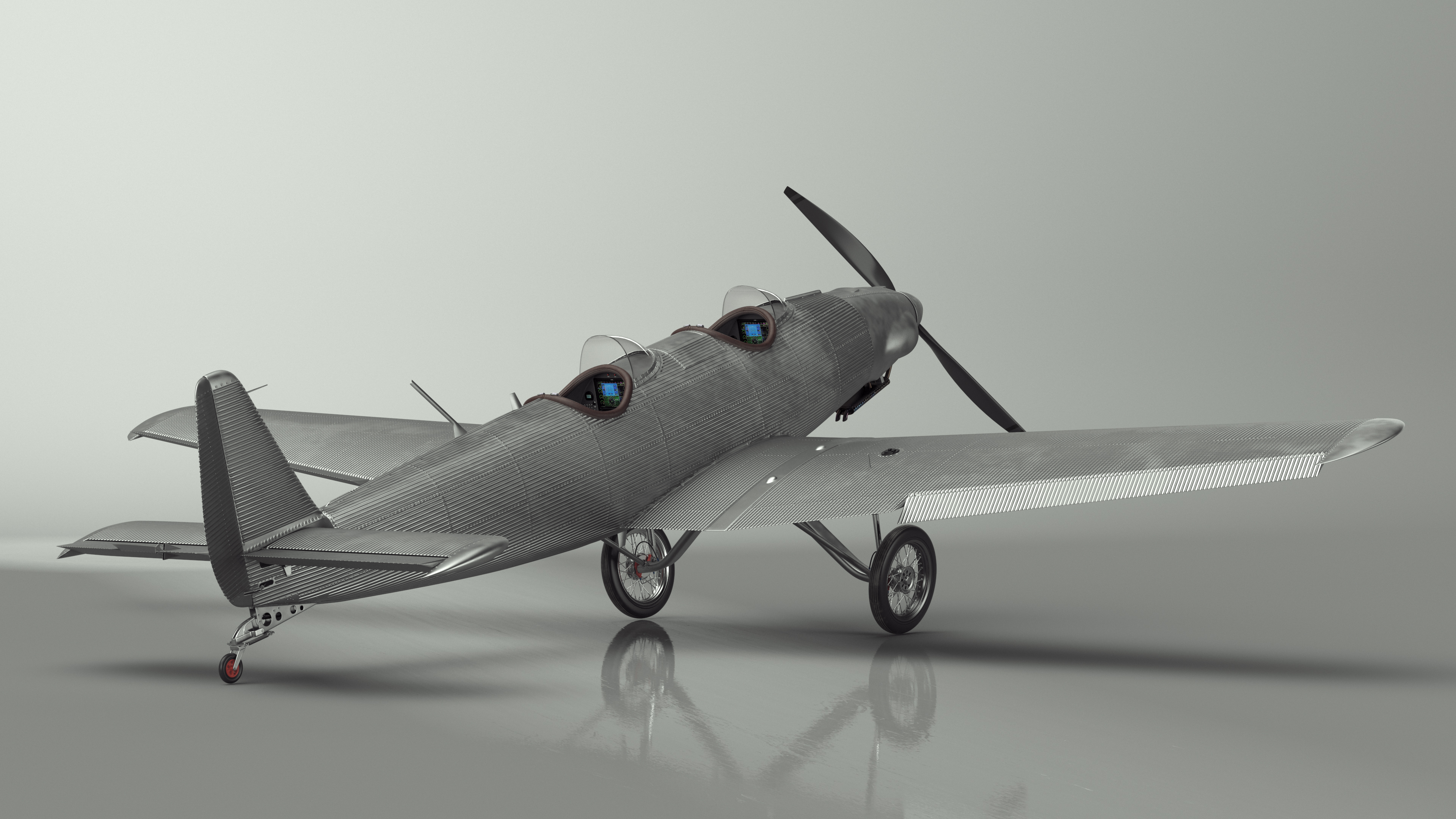 3D Retro Sport Plane Rigged for Cinema 4D model