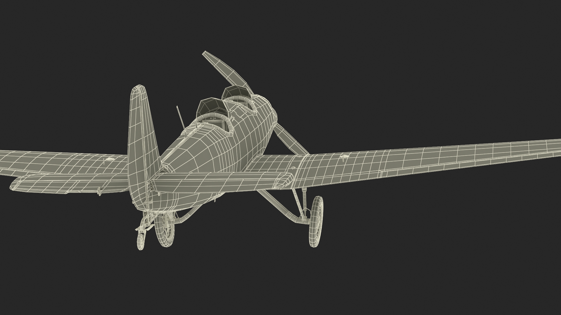 3D Retro Sport Plane Rigged for Cinema 4D model