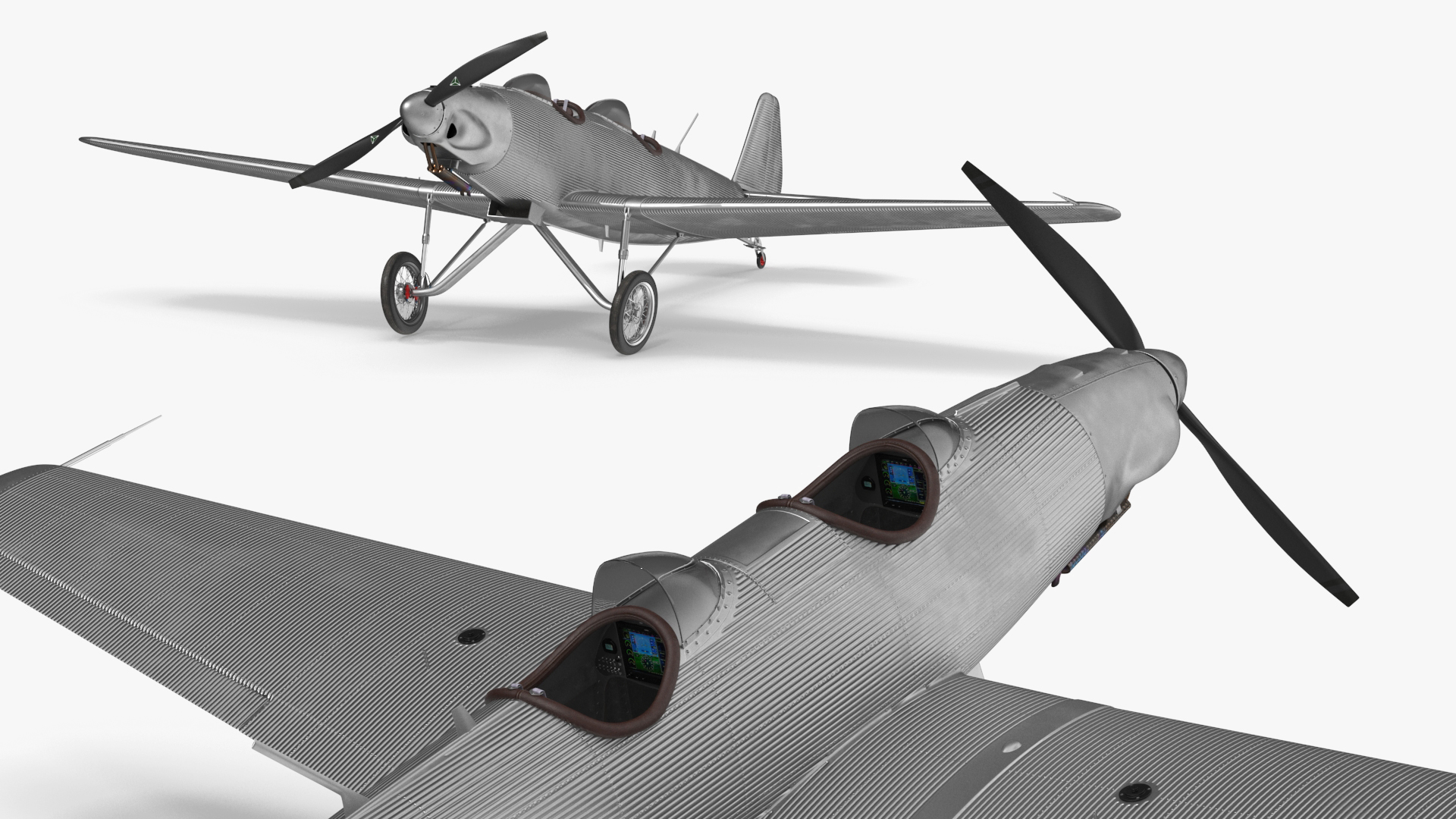 3D Retro Sport Plane Rigged for Cinema 4D model