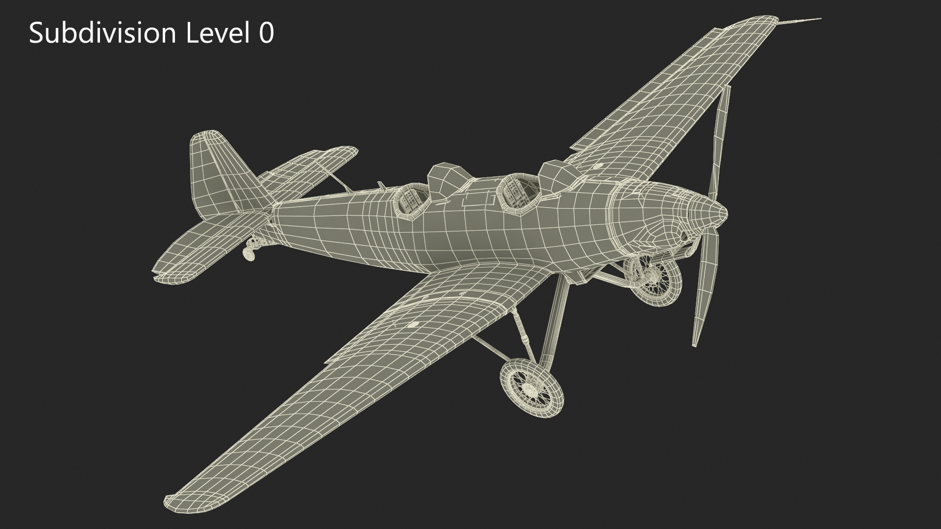 3D Retro Sport Plane Rigged for Cinema 4D model