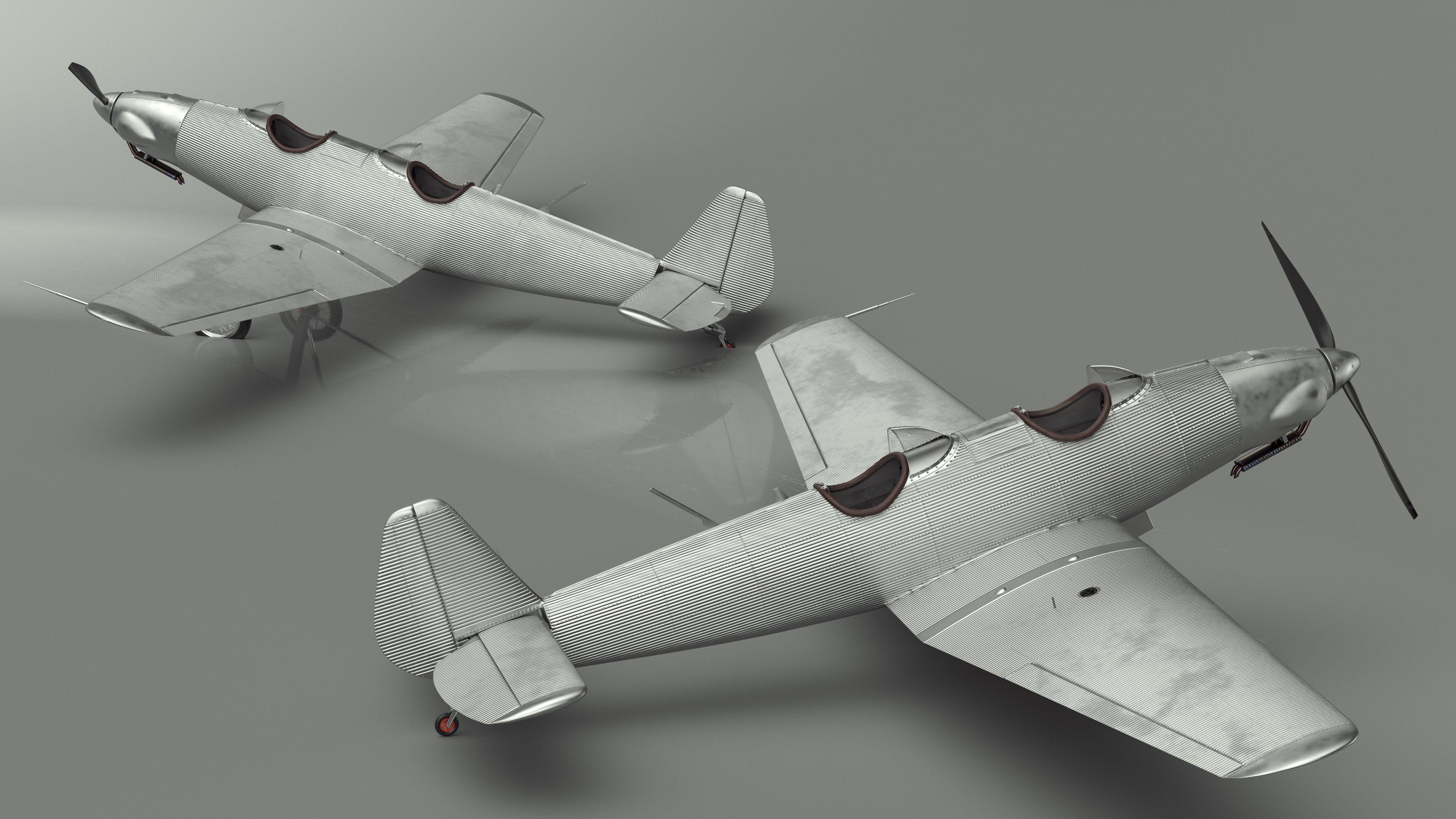 3D Retro Sport Plane Rigged for Cinema 4D model