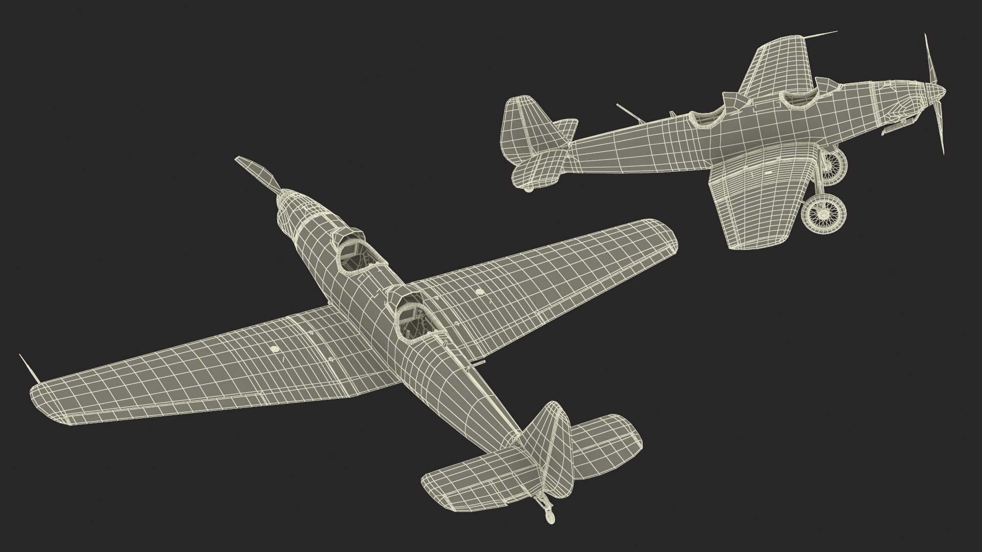 3D Retro Sport Plane Rigged for Cinema 4D model