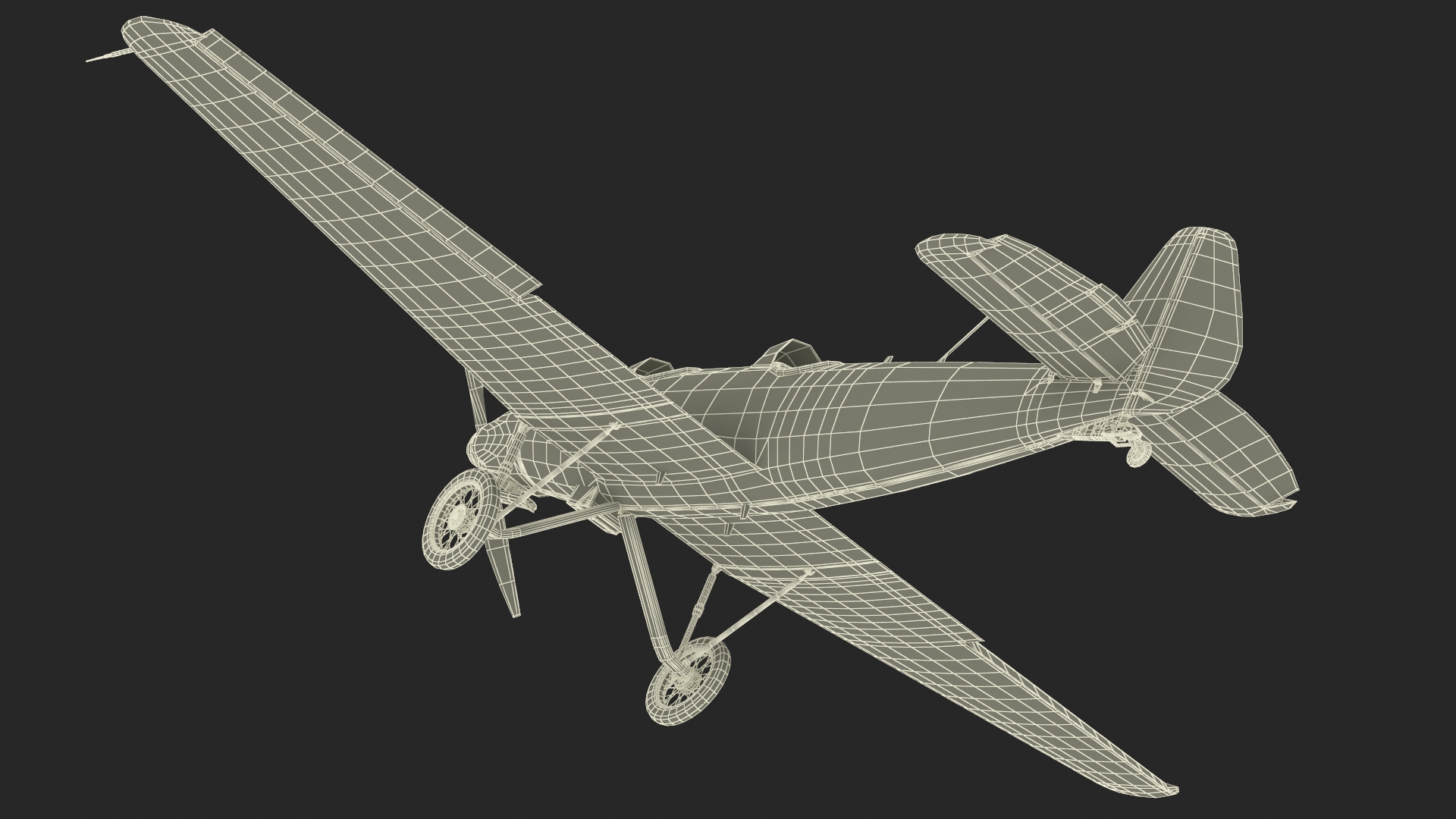 3D Retro Sport Plane Rigged for Cinema 4D model