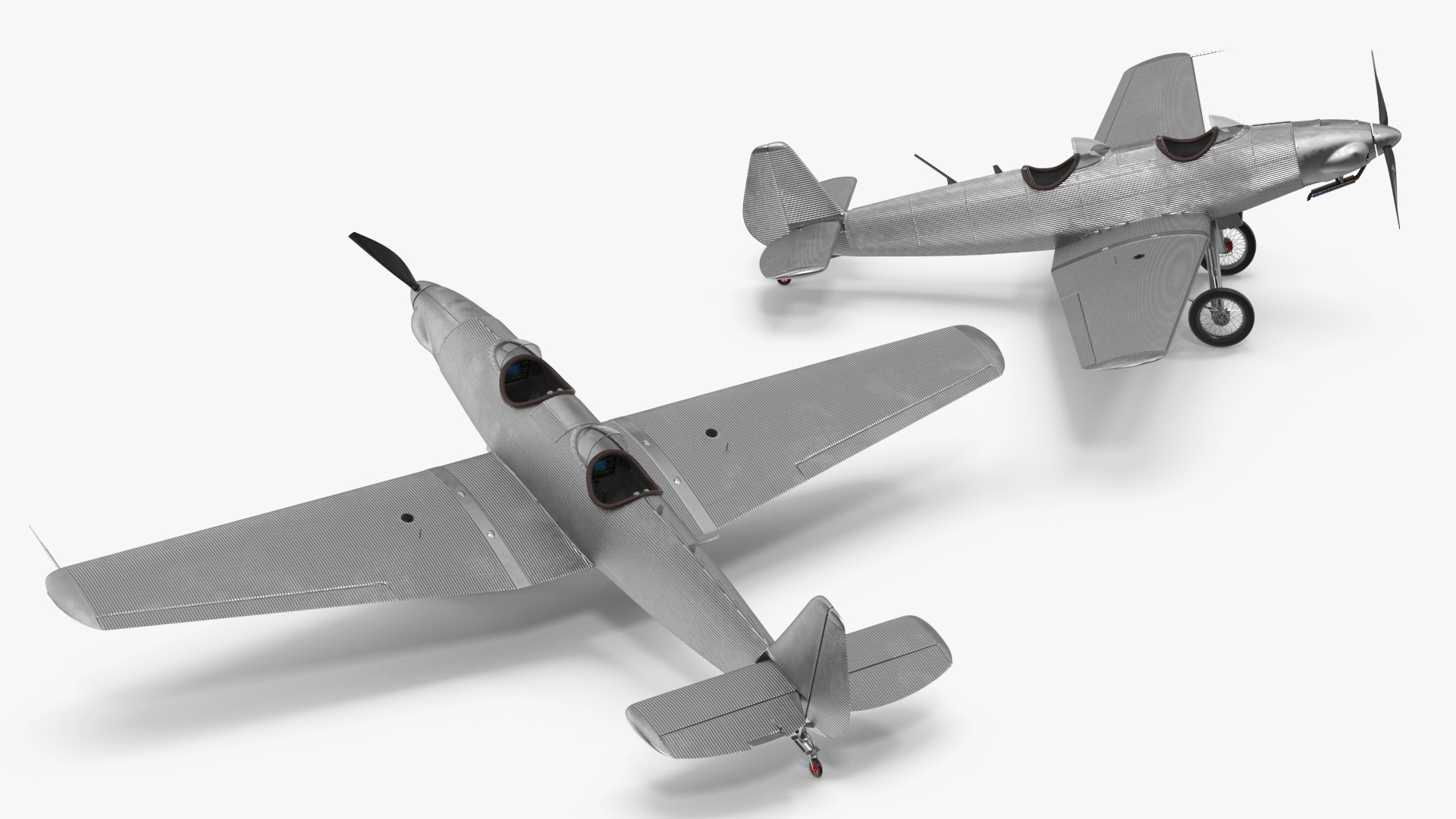 3D Retro Sport Plane Rigged for Cinema 4D model