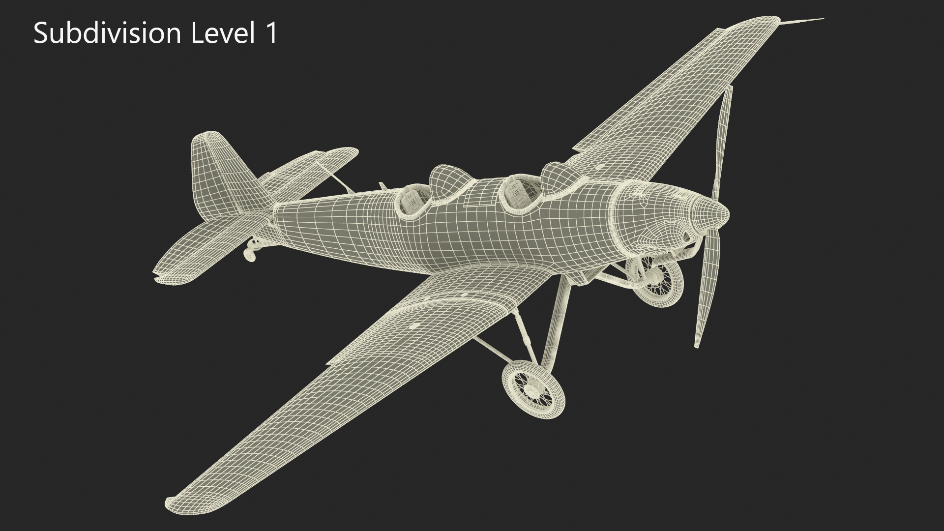 3D Retro Sport Plane Rigged for Cinema 4D model