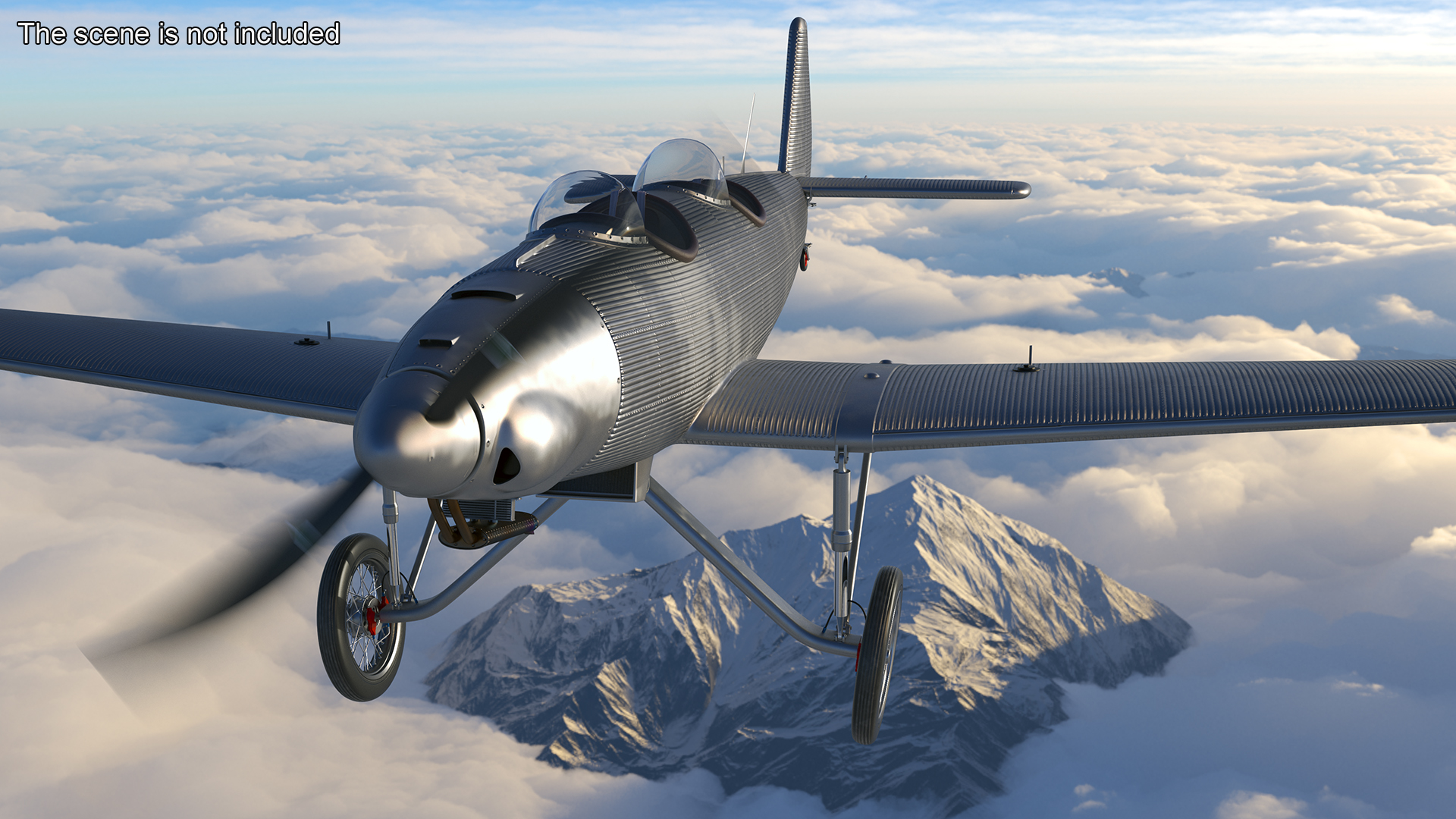 3D Retro Sport Plane Rigged for Cinema 4D model