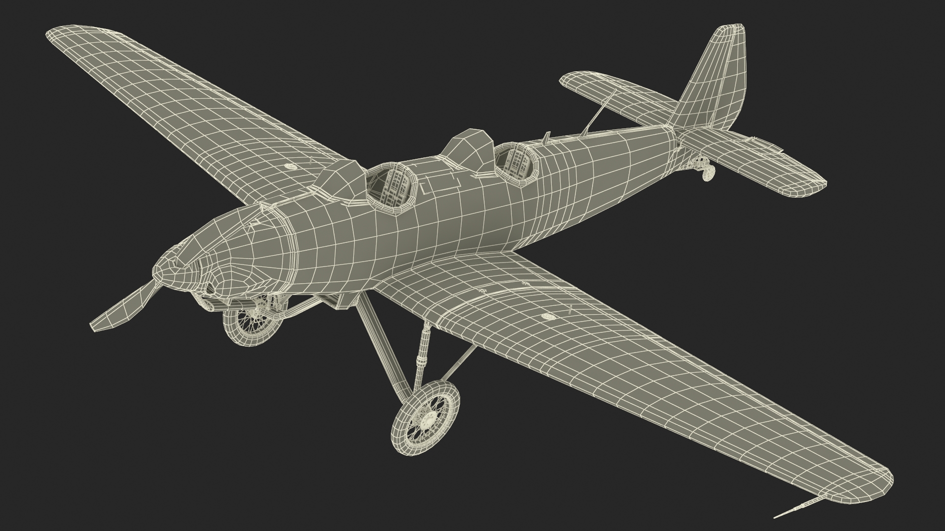 3D Retro Sport Plane Rigged for Cinema 4D model