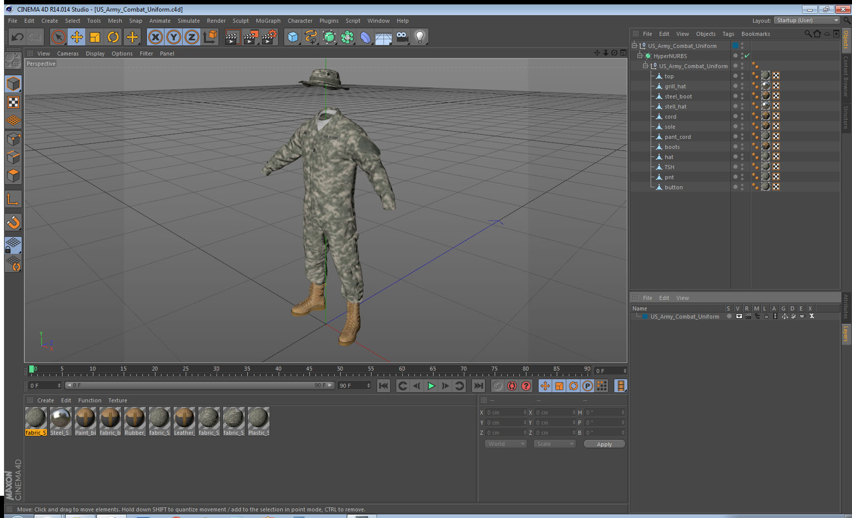 US Army Combat Uniform 3D