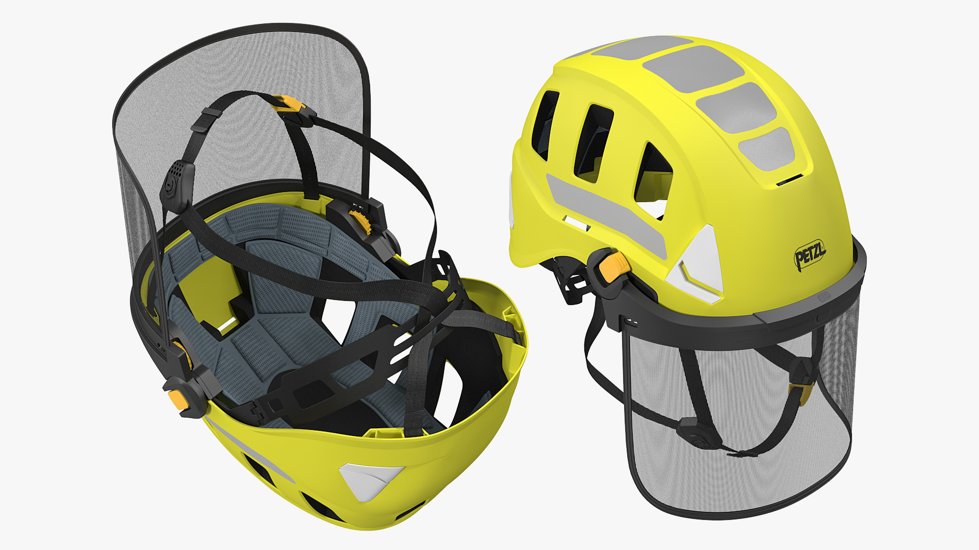 3D Petzl Strato Vent Hi-Viz Helmet with Mesh Shield model