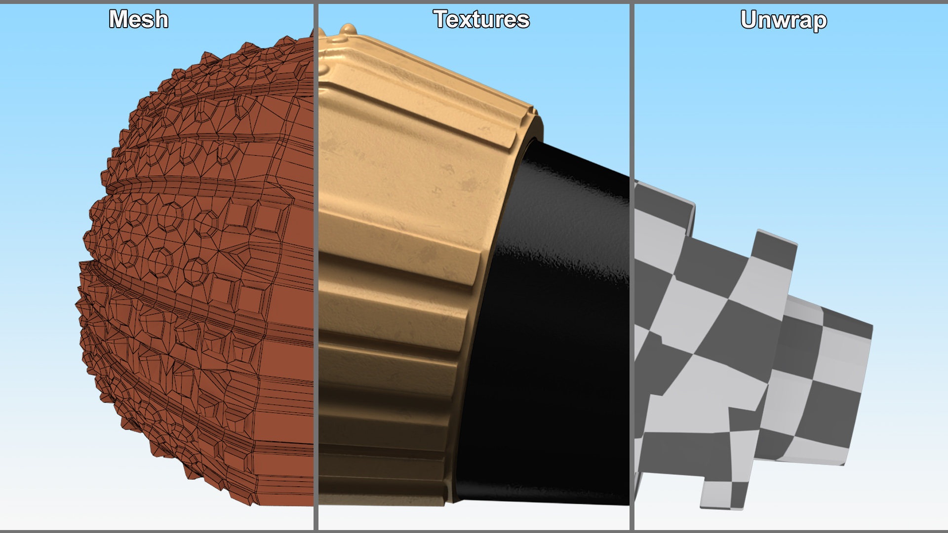 Drilling Rig Bit Diamond Gold 3D model