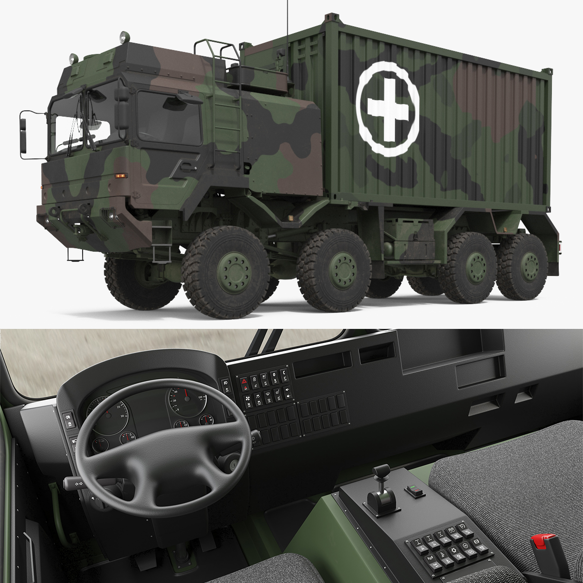 Tactical Support Vehicle with Medical Container 3D model preview