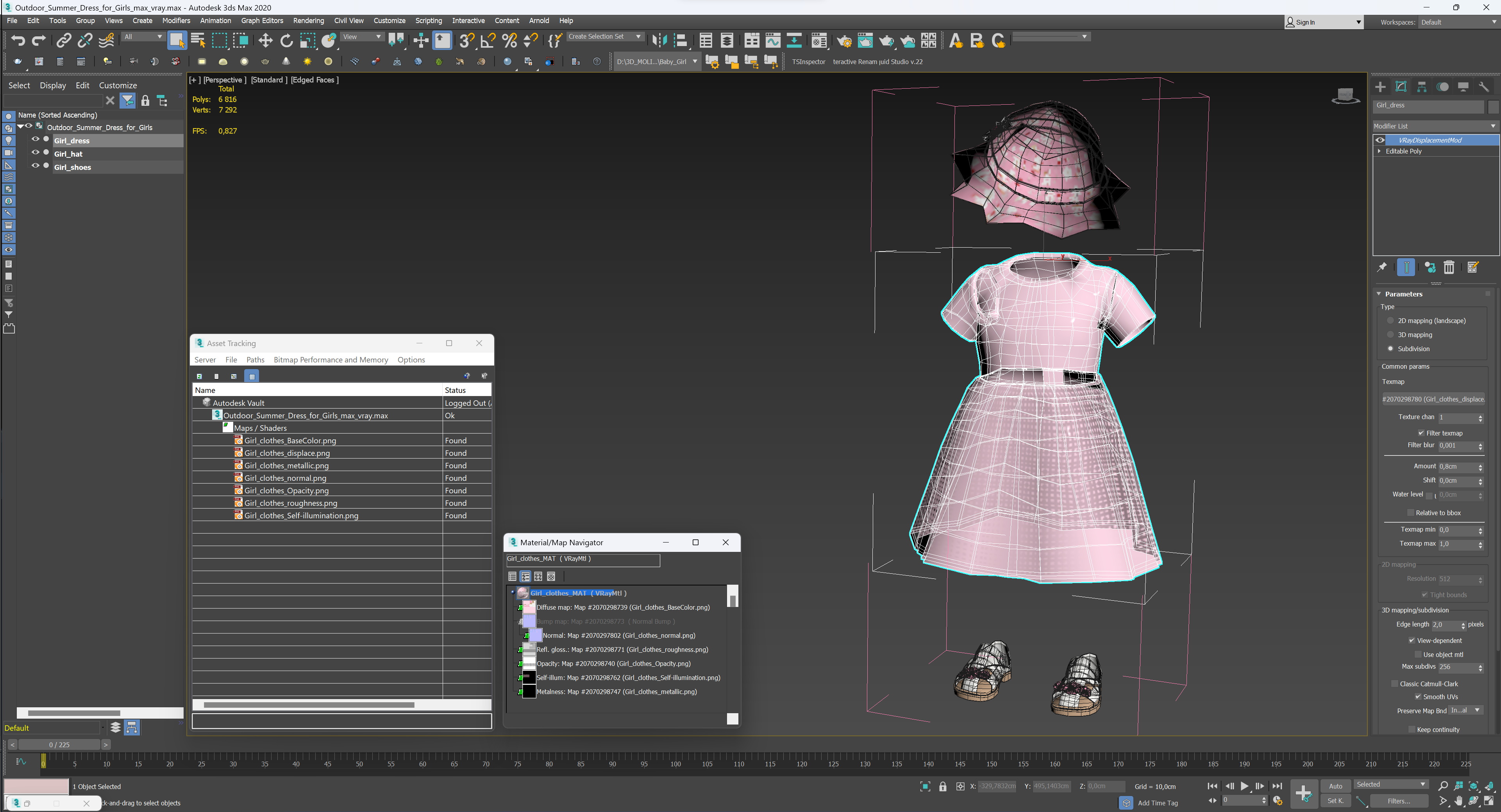 3D model Outdoor Summer Dress for Girls