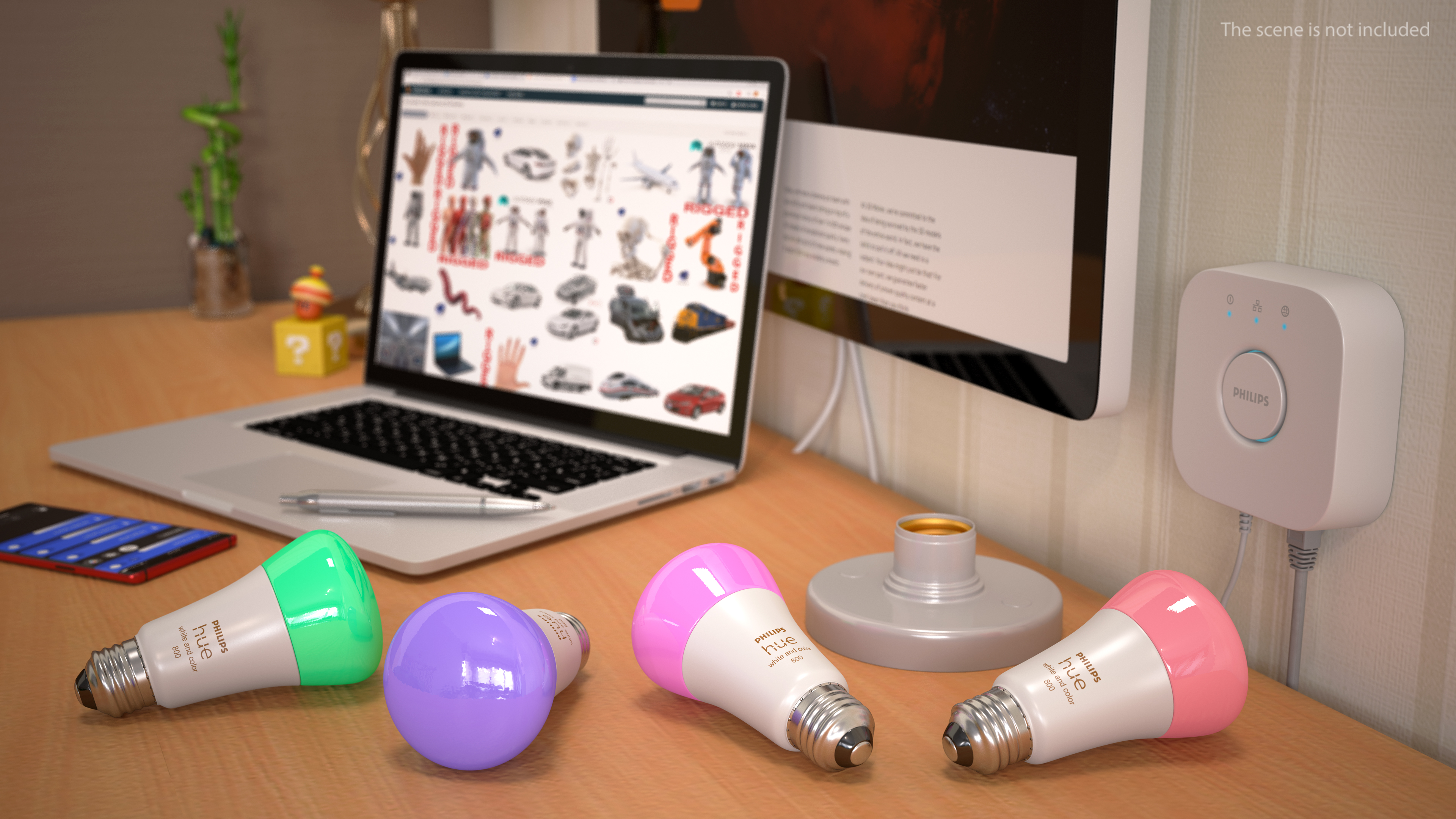 3D Philips Hue White and Color Ambiance Smart 4 Bulb Kit model