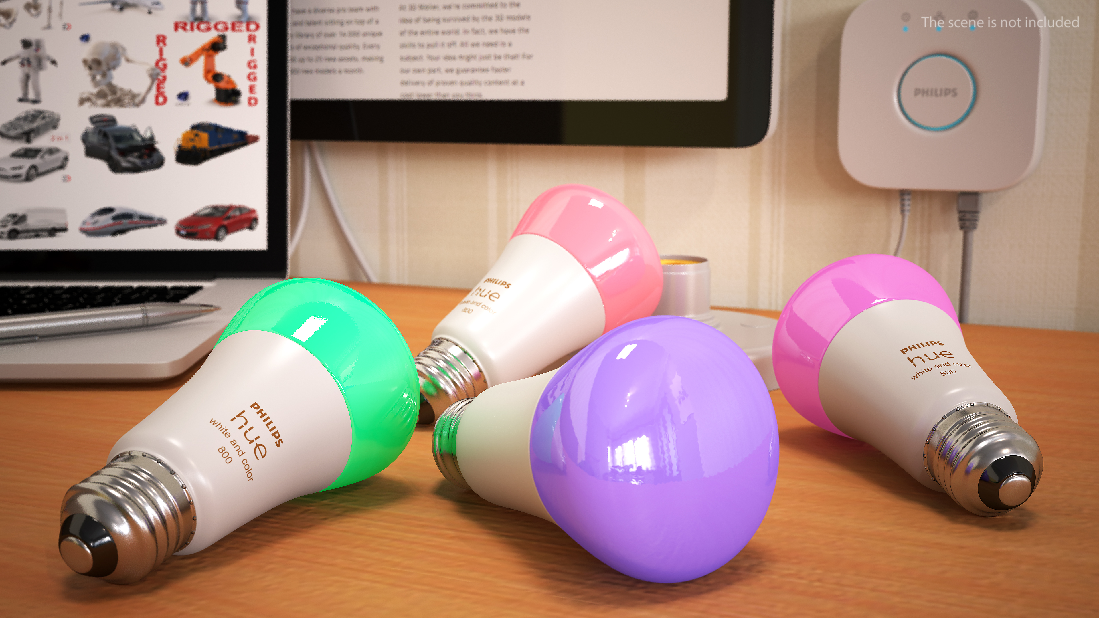 3D Philips Hue White and Color Ambiance Smart 4 Bulb Kit model