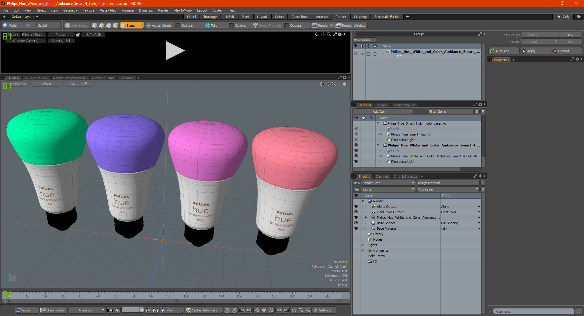 3D Philips Hue White and Color Ambiance Smart 4 Bulb Kit model