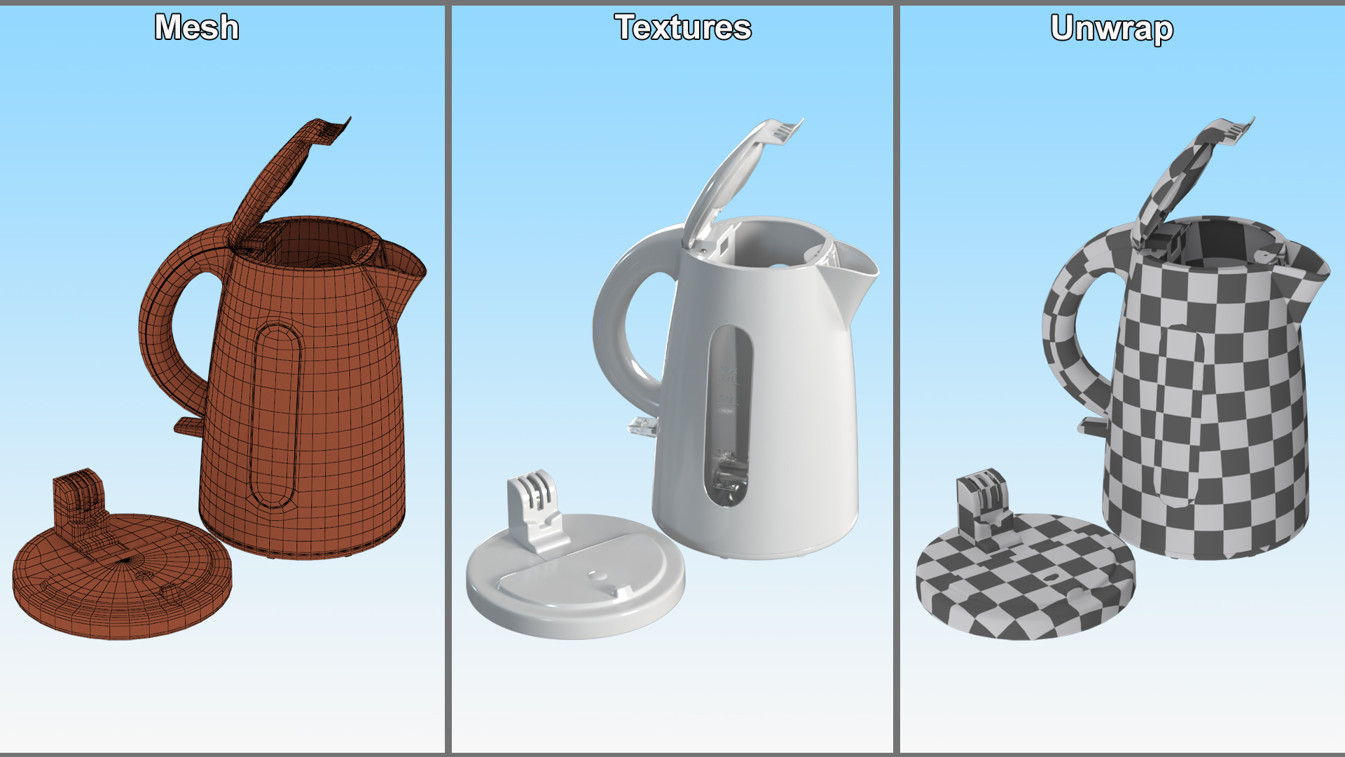Electric Kettle No Water Open 3D model