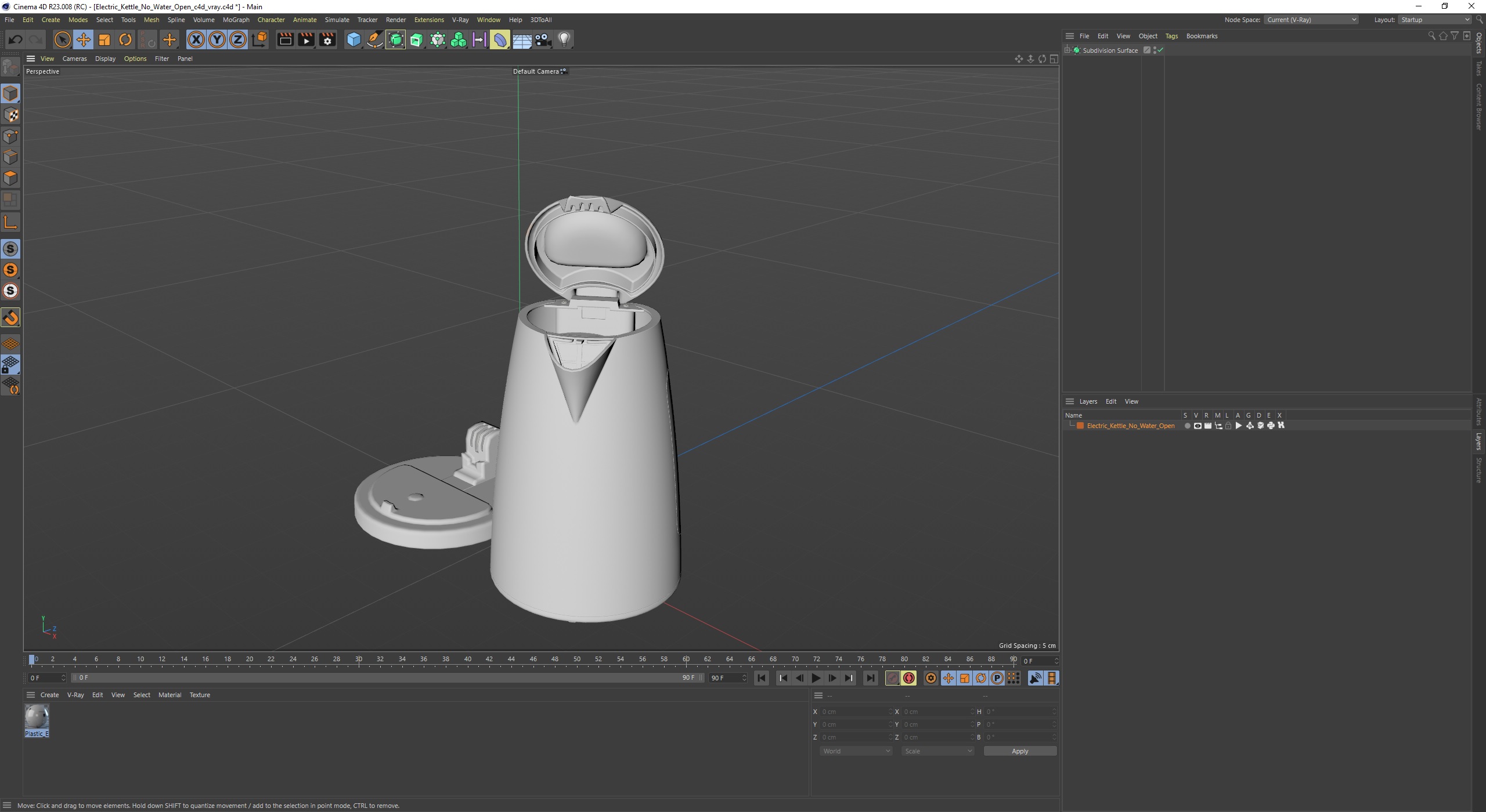 Electric Kettle No Water Open 3D model