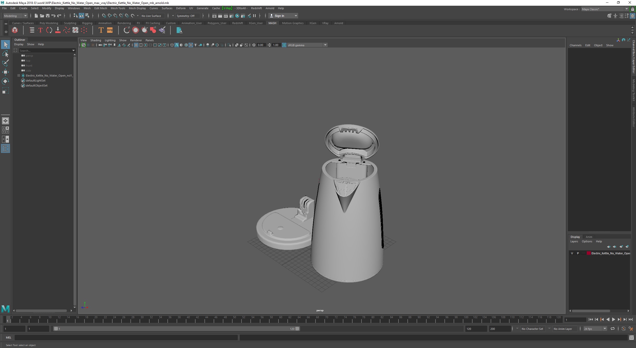 Electric Kettle No Water Open 3D model