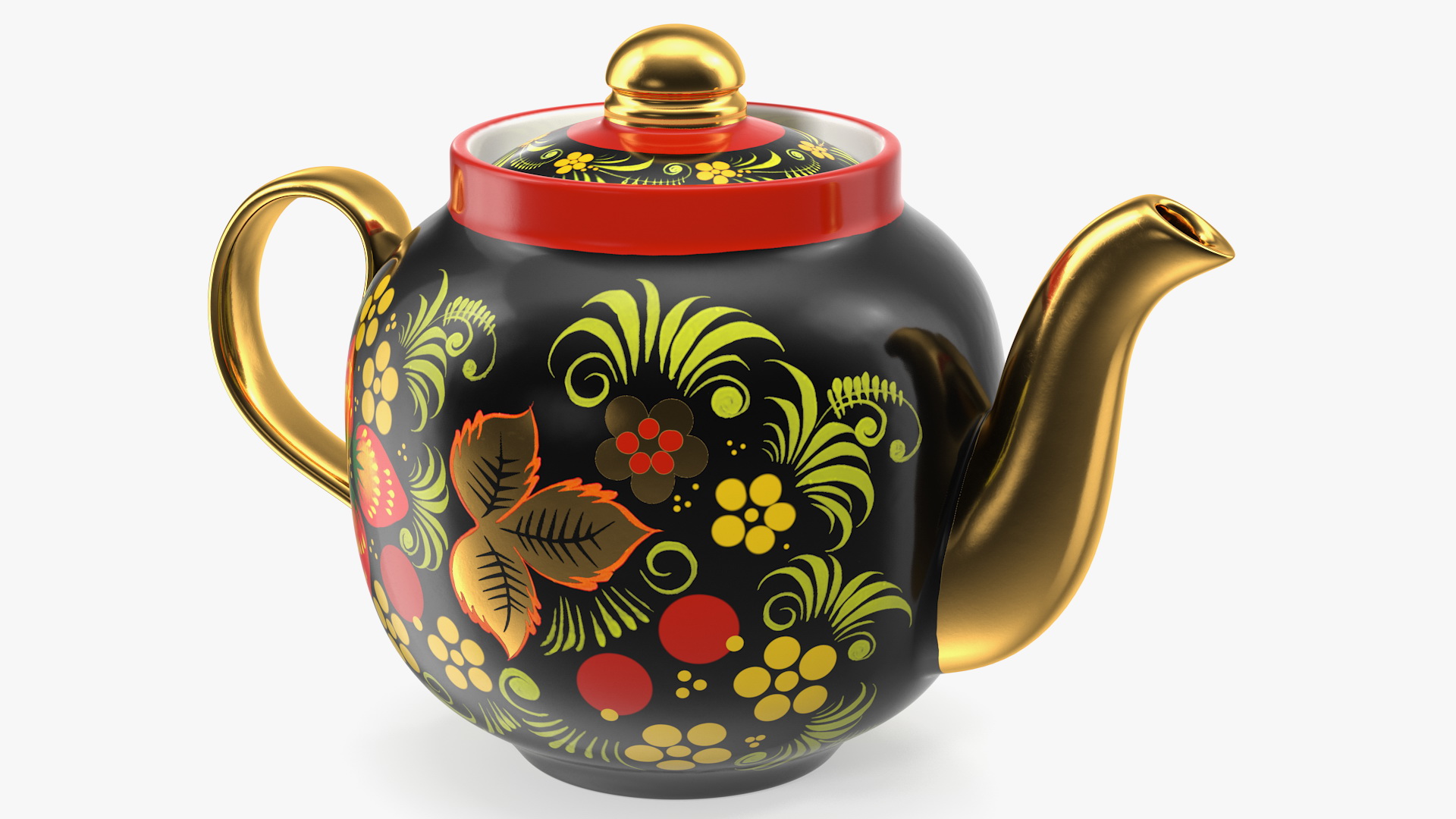 3D Vintage Khokhloma Ornament Teapot model