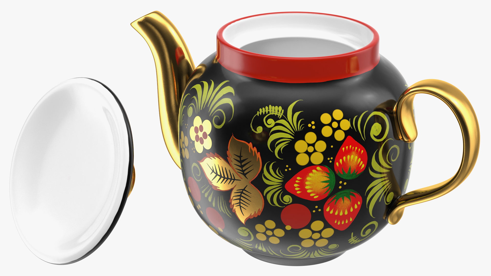 3D Vintage Khokhloma Ornament Teapot model