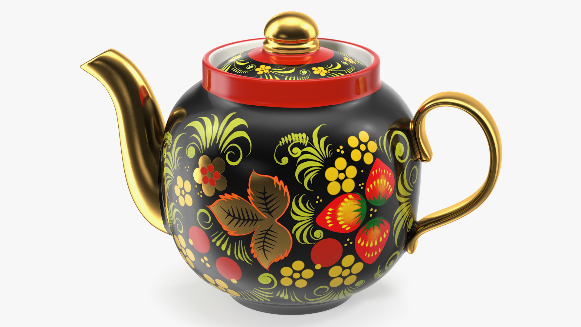 3D Vintage Khokhloma Ornament Teapot model