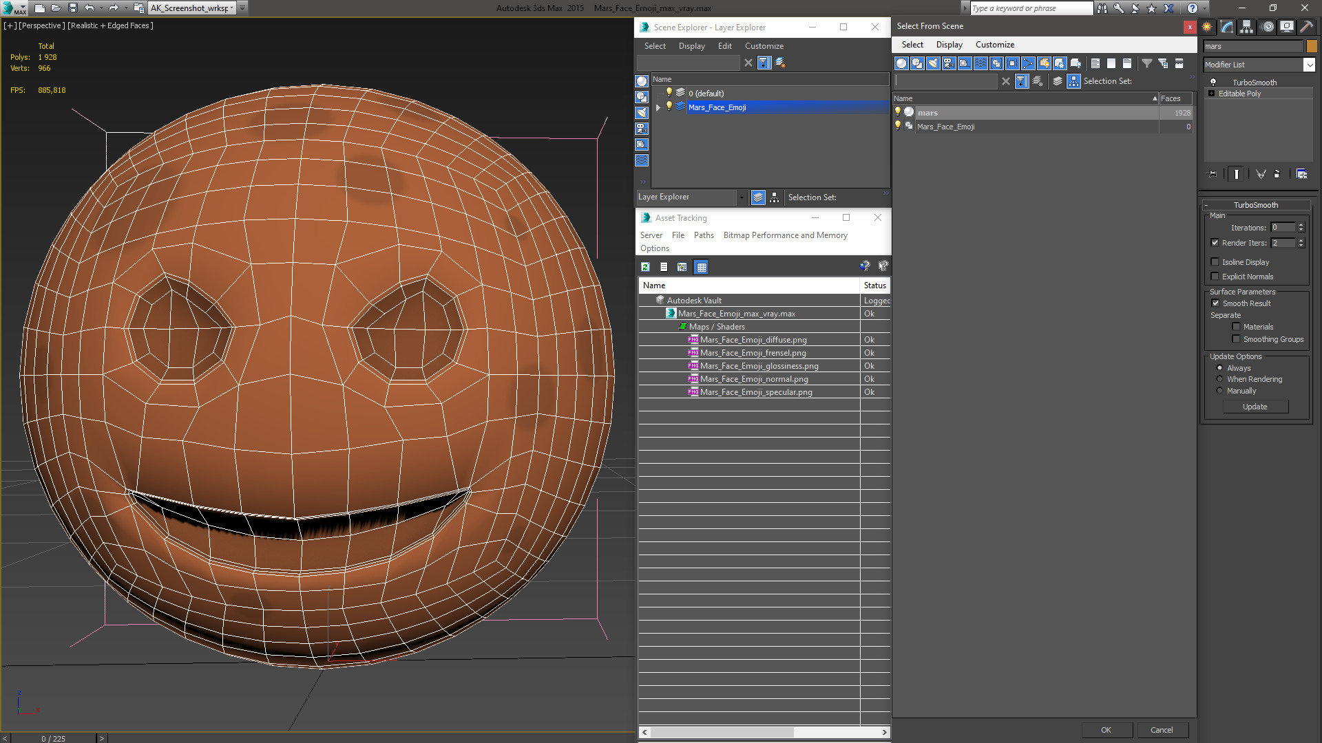 3D model Mars Face Emoji