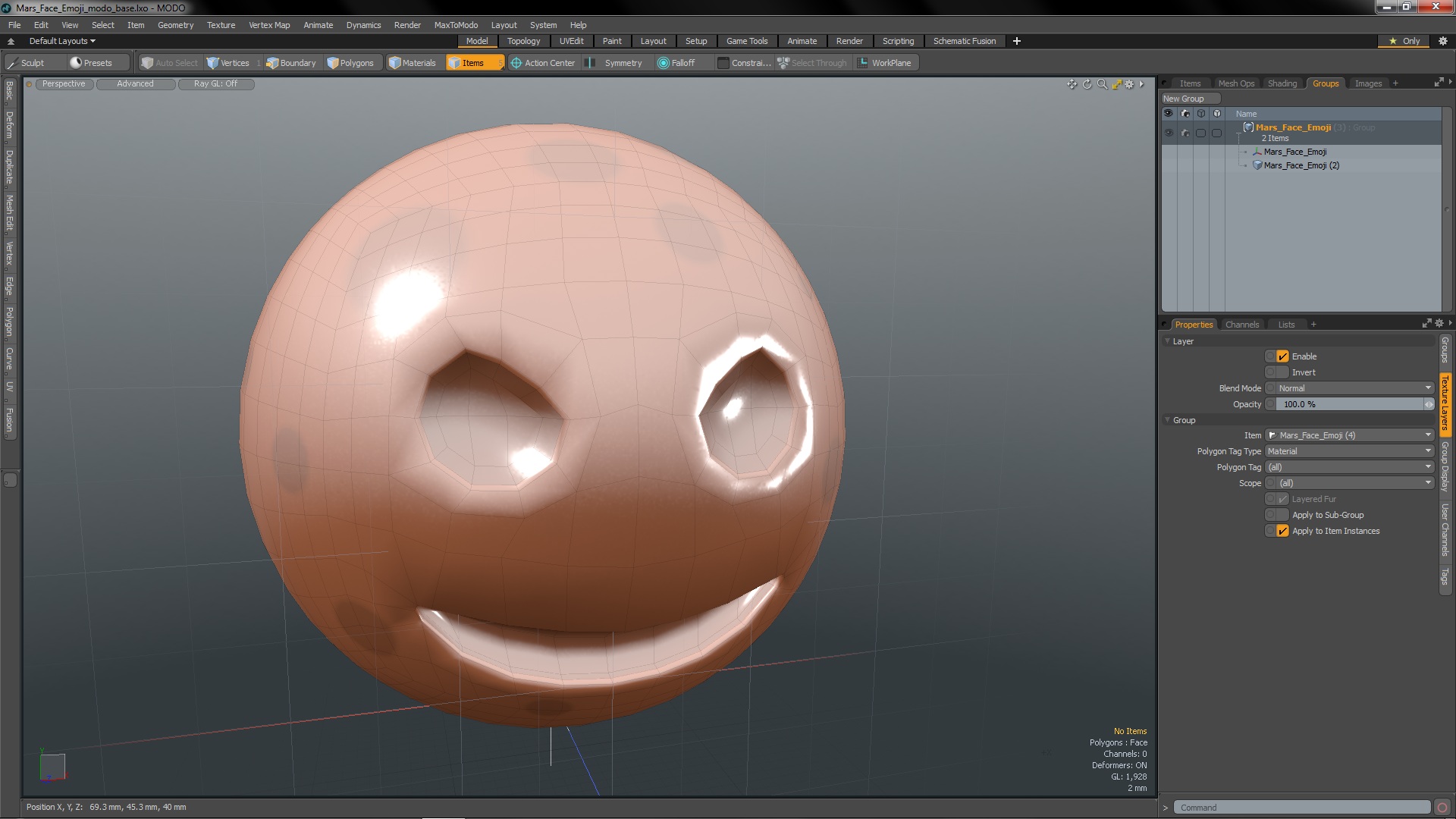 3D model Mars Face Emoji