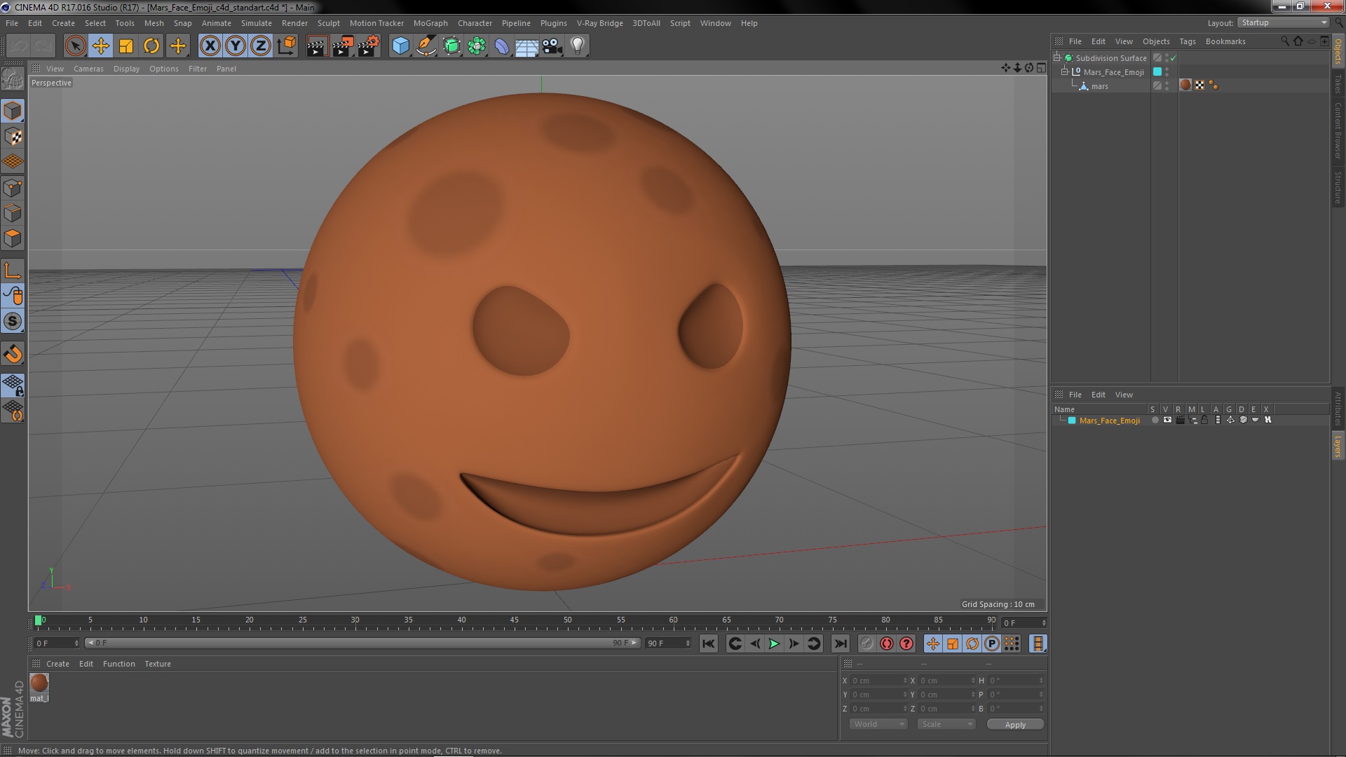 3D model Mars Face Emoji