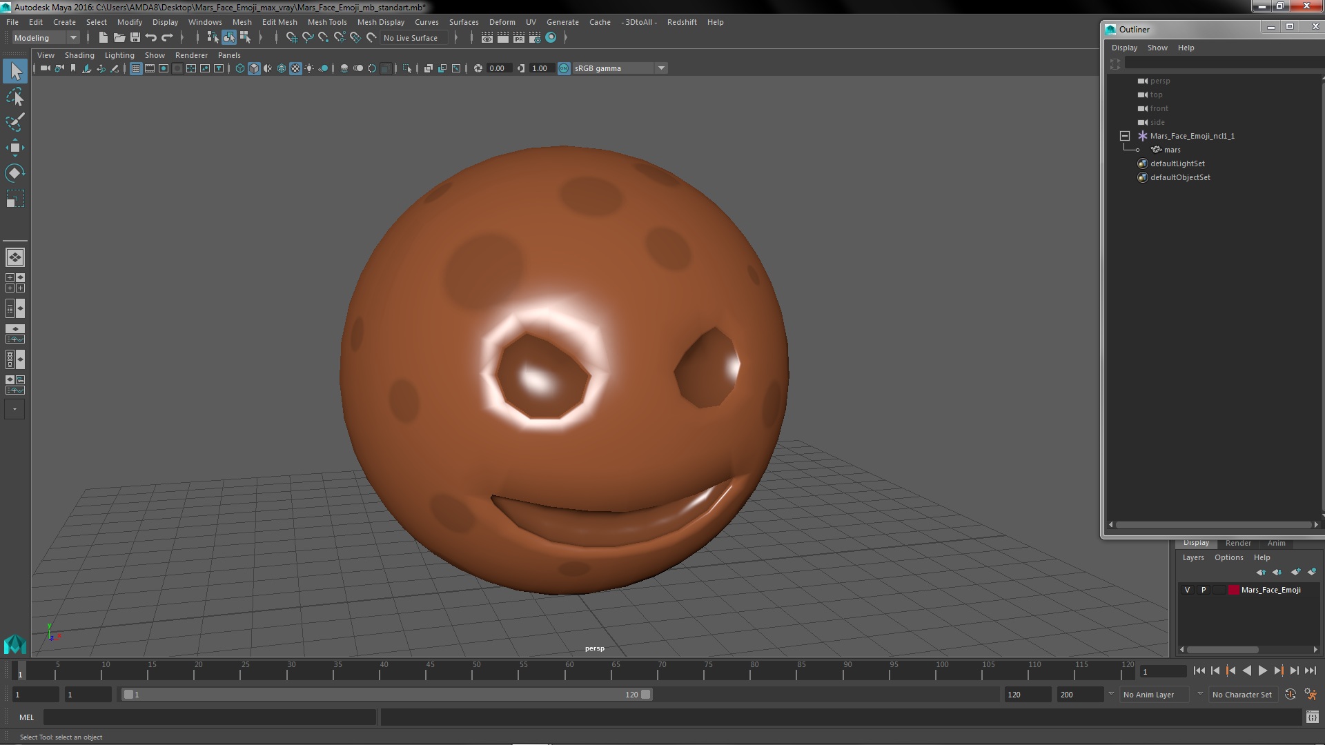 3D model Mars Face Emoji