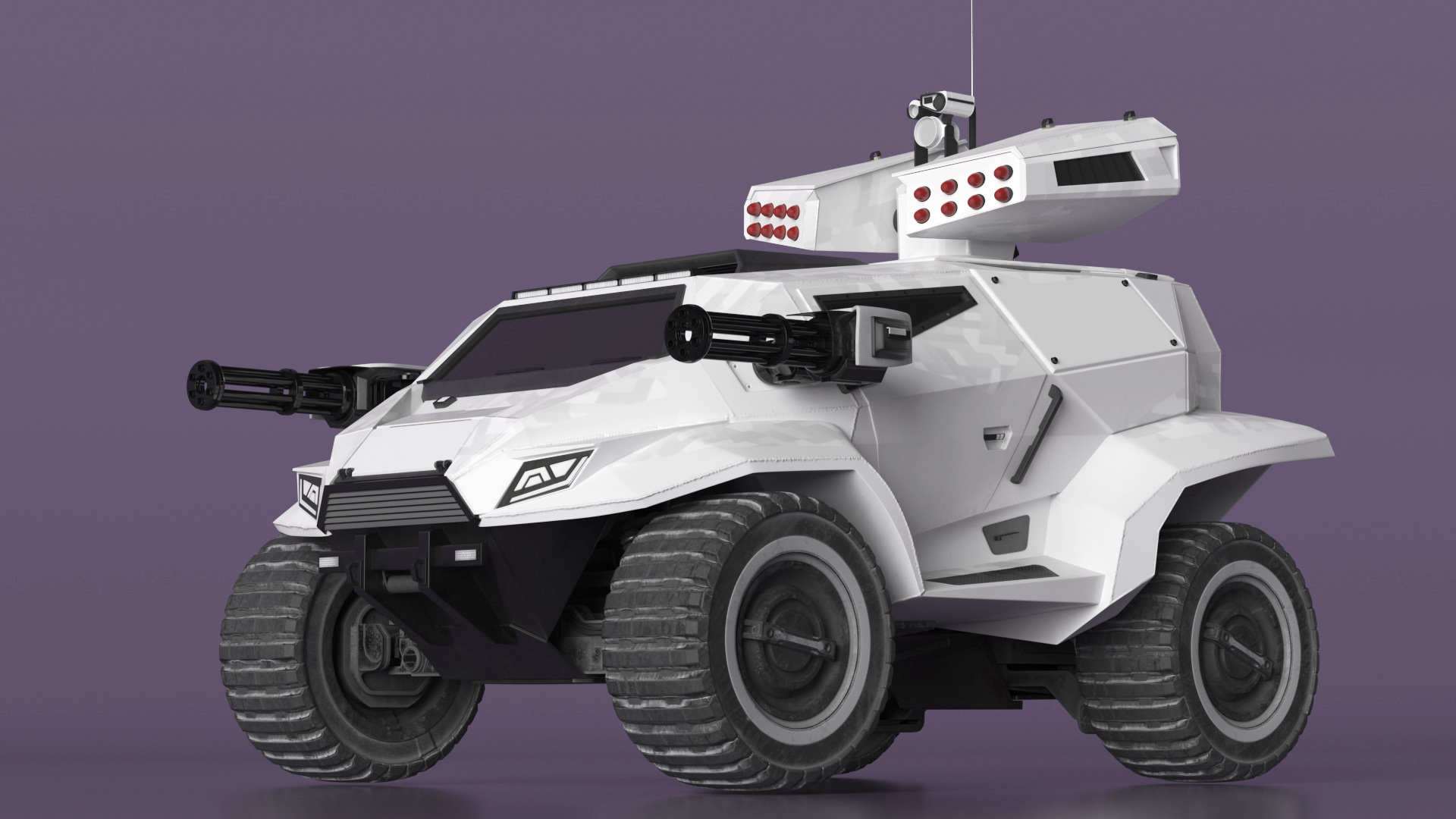 3D model Futuristic War Vehicle Winter Color